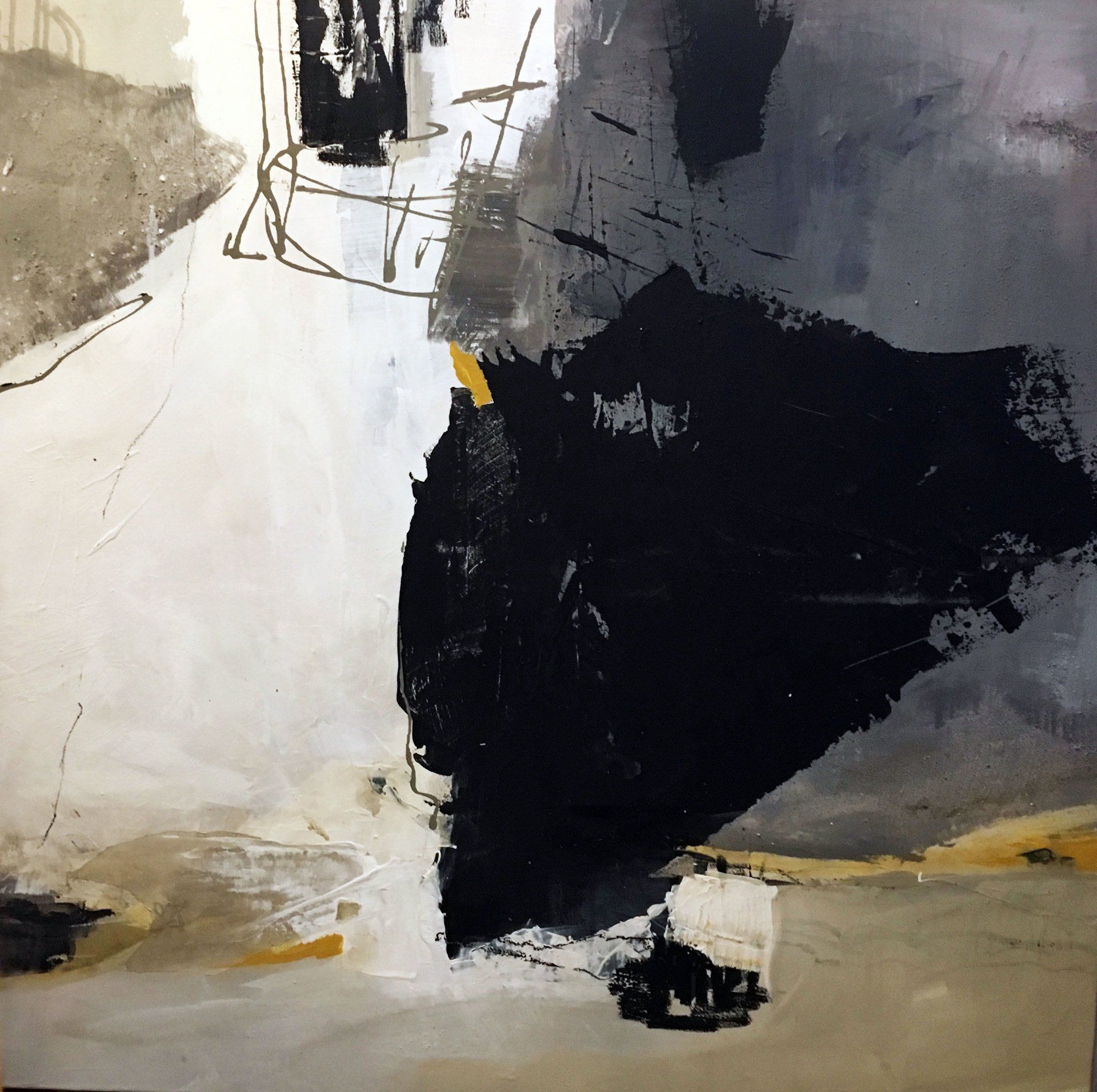 Abstraktes Motiv in dunklen Farben, Acryl auf Leinwand Gabriele Prentl Malerei