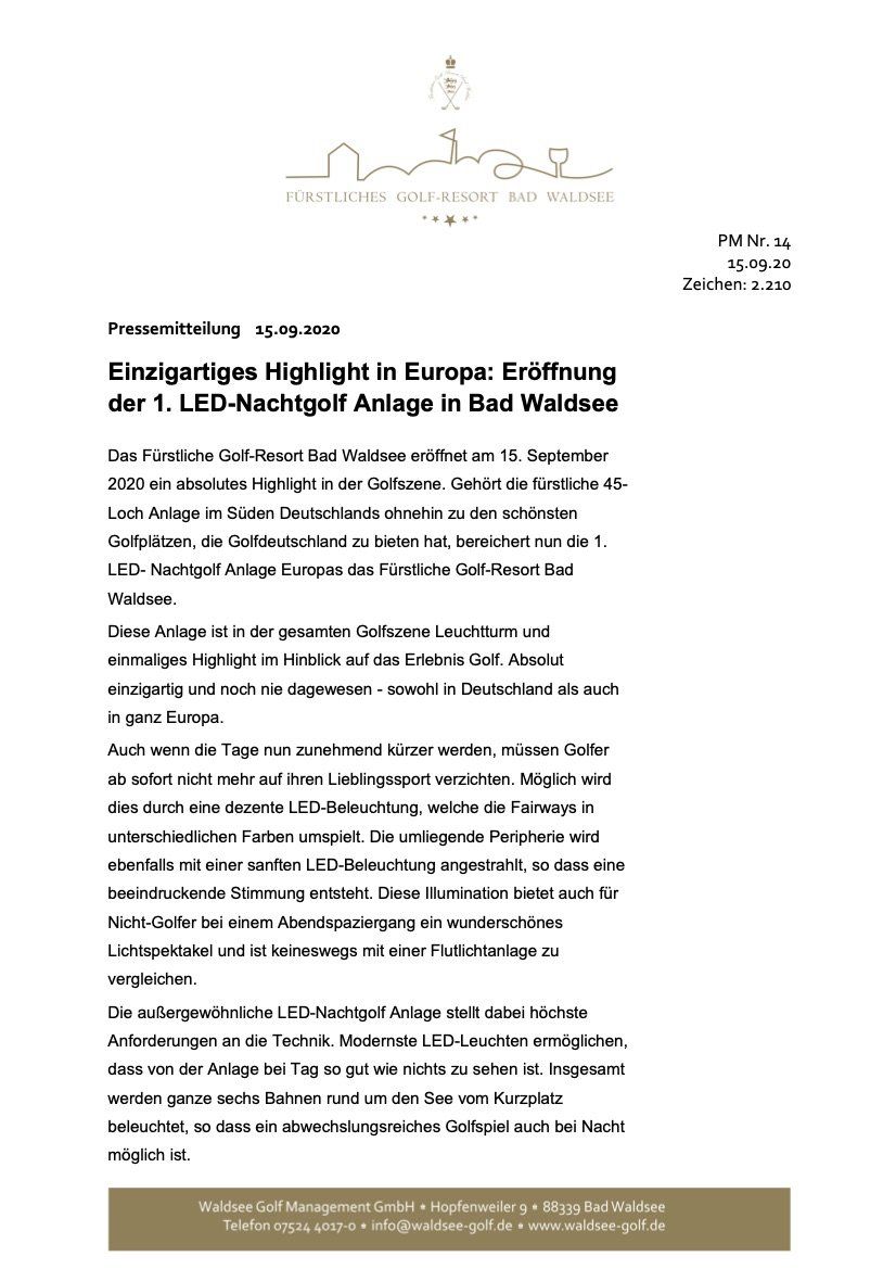 Fürstliches Golf-Resort Bad Waldsee, Golf, 45-Loch Golf-Anlage, LED Nachtgolf-Anlage, Golfschule, Golfturniere, New Course, Old Course, 9-Loch-Kurzplatz, Greenkeeping, Fürstlicher Golf-Club Oberschwaben, Fürstliches Golf-Hotel, Golf-Angebote, Golf-Schnupperkurse, Natur-Lehrpfad, Rund-Wanderwege, Kaffee, Restaurant, Vinothek, erlesene Weine, Bar, selbstgebackene Kuchen, Snacks, Mittagstisch, Sonnenterrasse, Gin - Greenkeeper's Cut, Bier vom Fass, kleine Gerichte, Burger, vegetarisch, vegan, Laktose frei, Gluten frei, Café-Restaurant Ausblick T-19, Restaurant im Hofgut