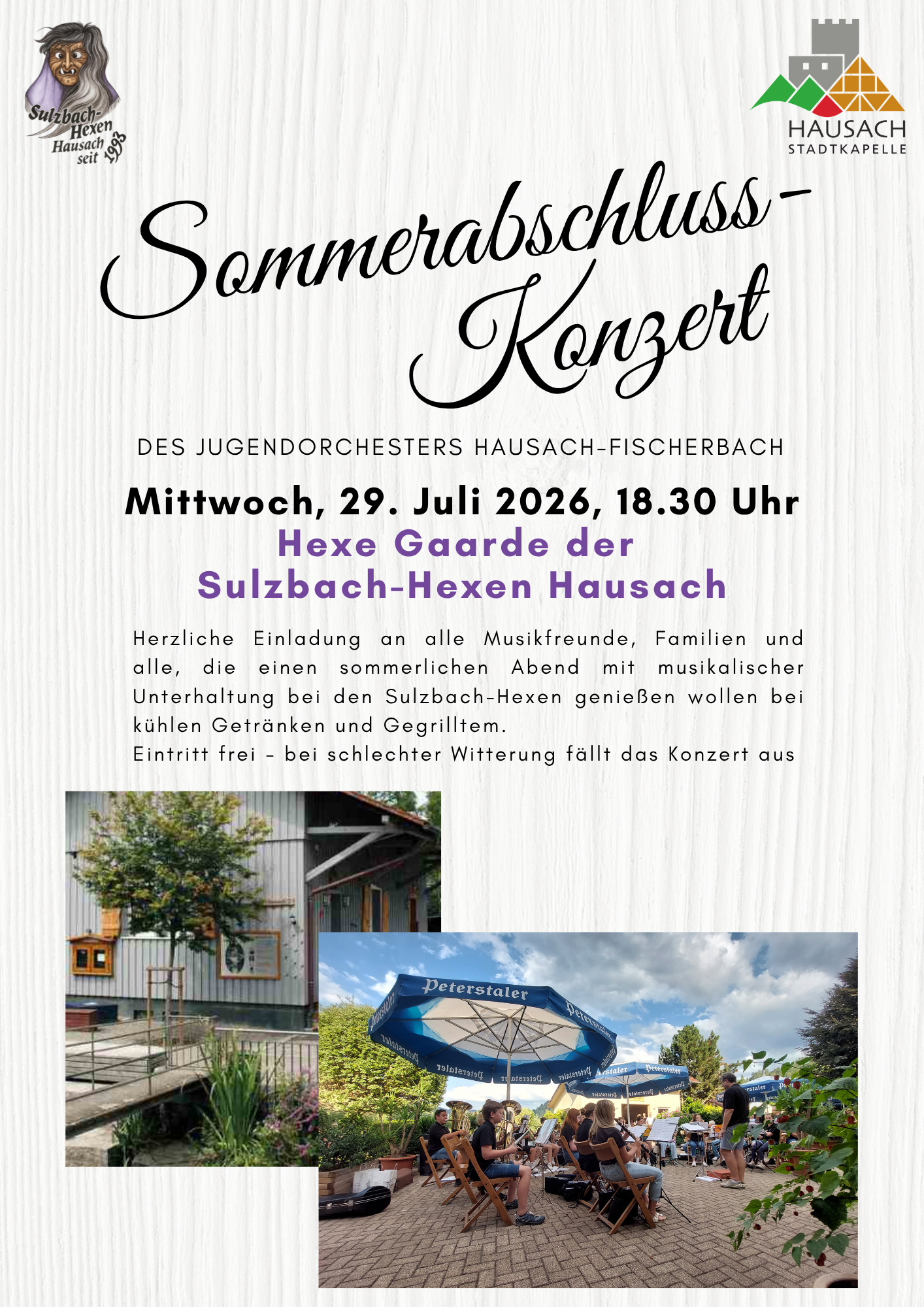 Sommerabschlusskonzert des Jugendorchesters Hausach-fischerbach im Hexengarten der Sulzbachhexen