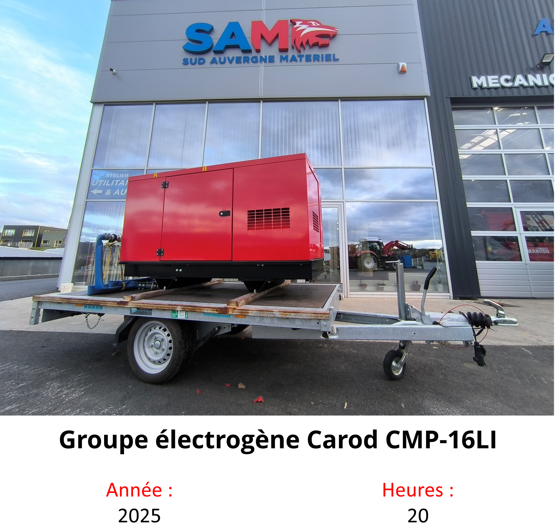 Groupe électrogène Carod CMP-16LI + Remorque
