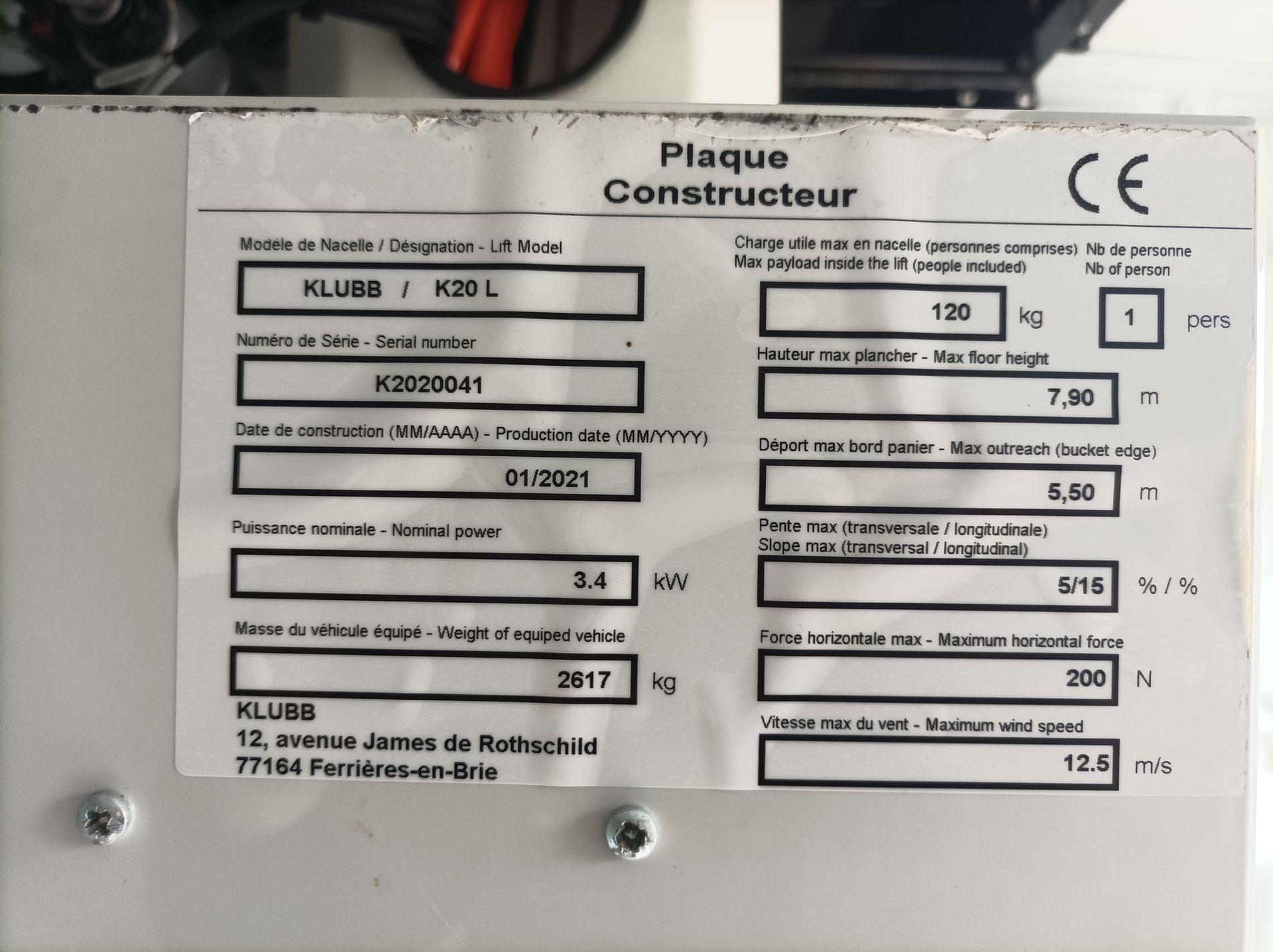 Nacelle KLUBB 10,5m sur Renault Trafic
