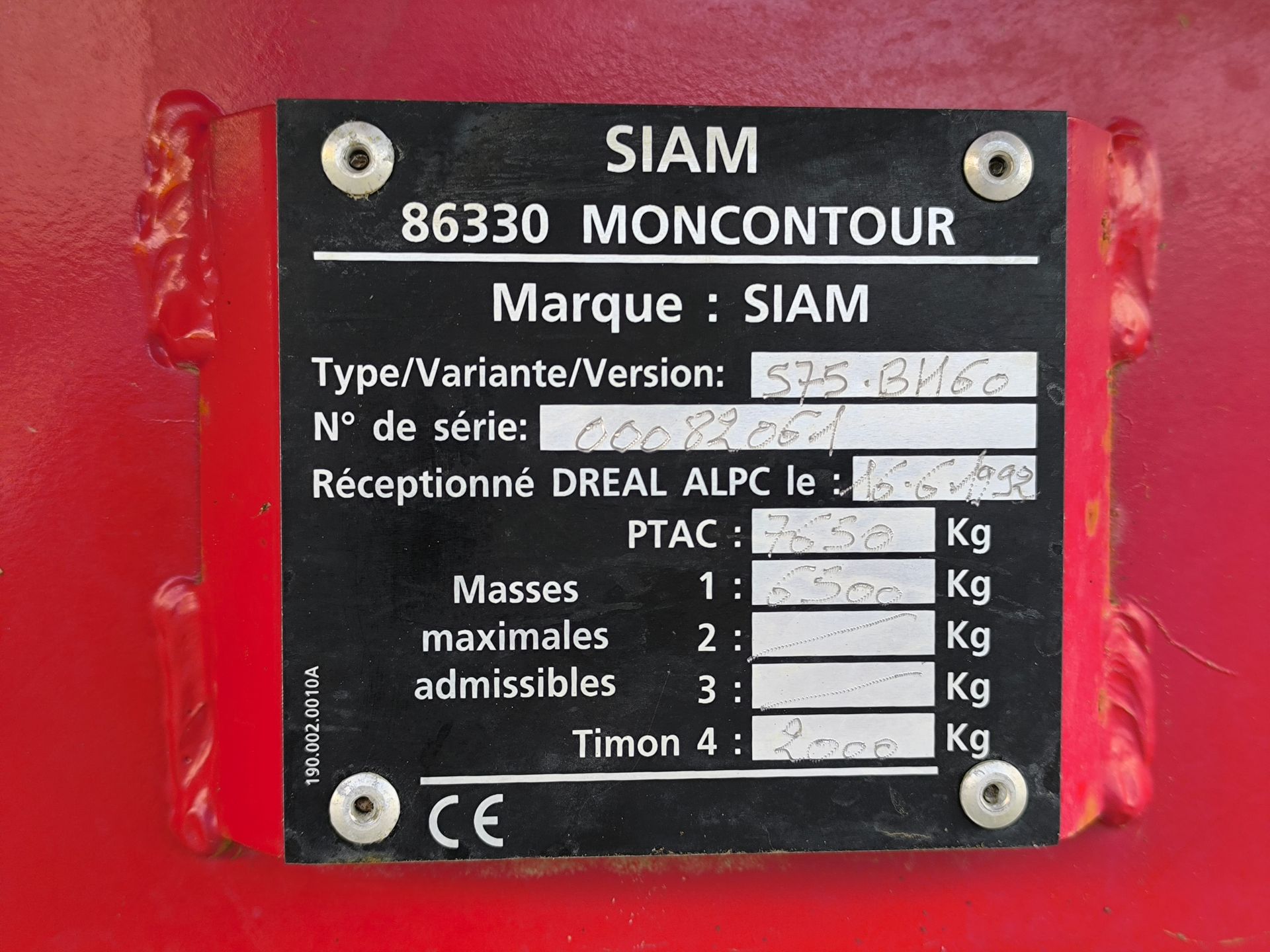 Remorque agricole Siam 575.BM60