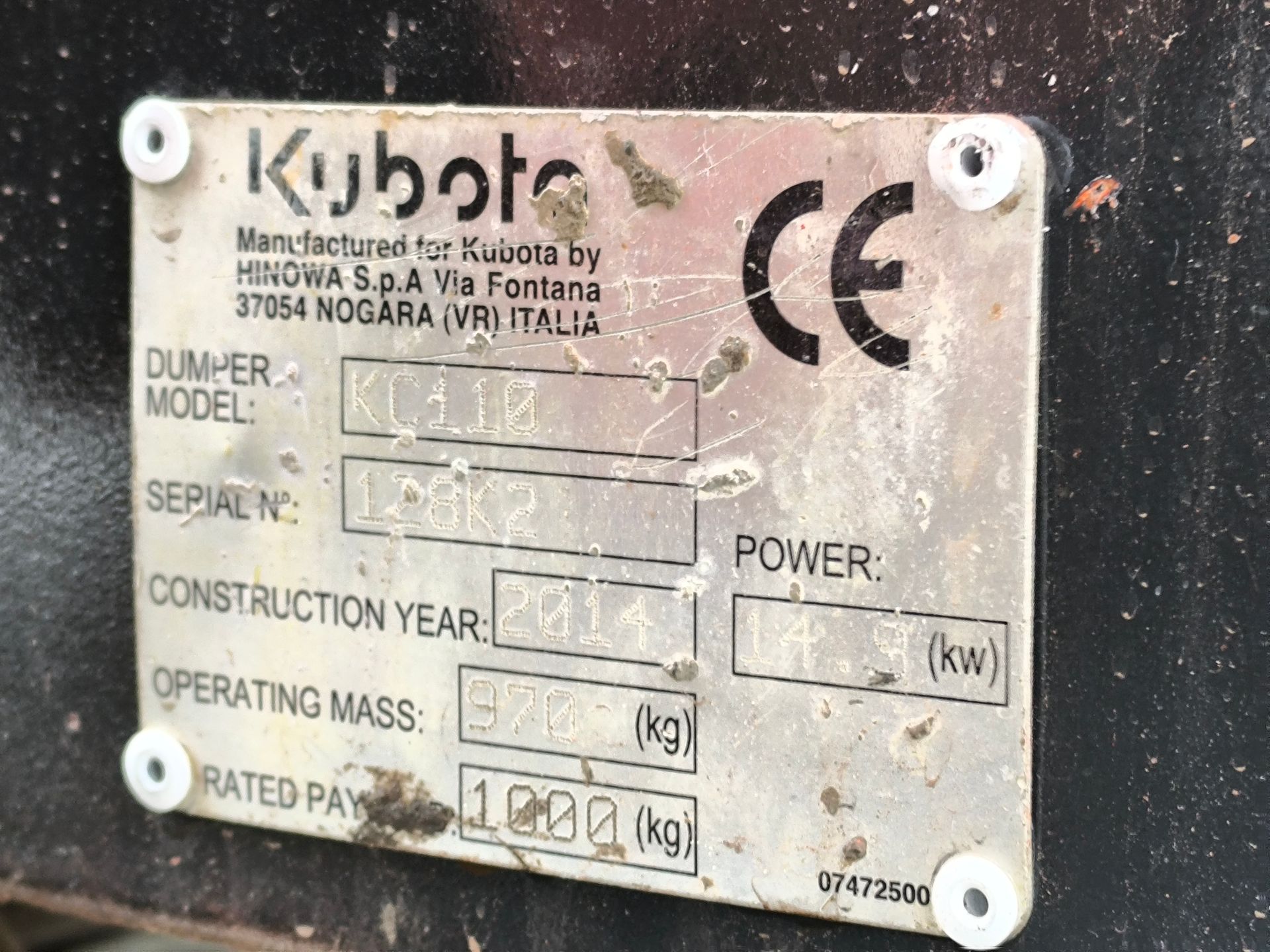 BROUETTE A CHENILLE KUBOTA KC 110