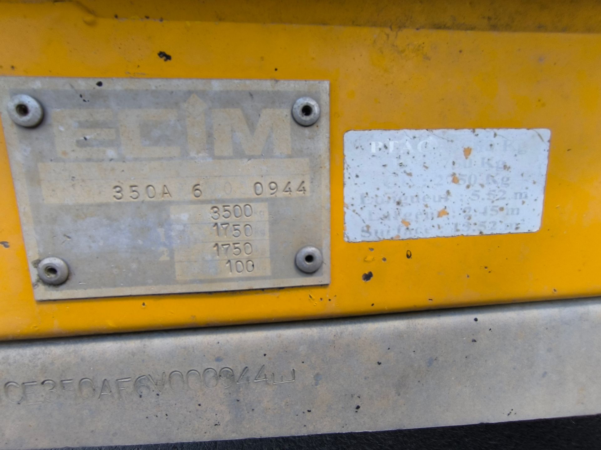 Remorque 2 essieux ECIM 3.5 T