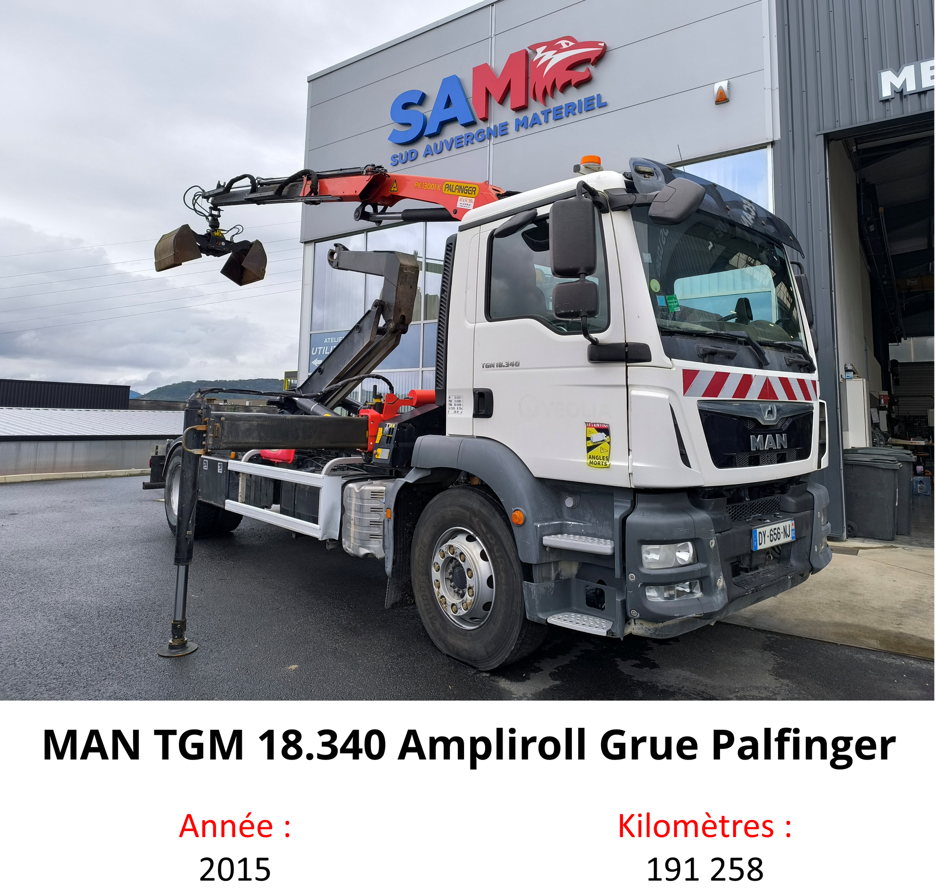 MAN TGM 18.340 Ampliroll Grue Palfinger