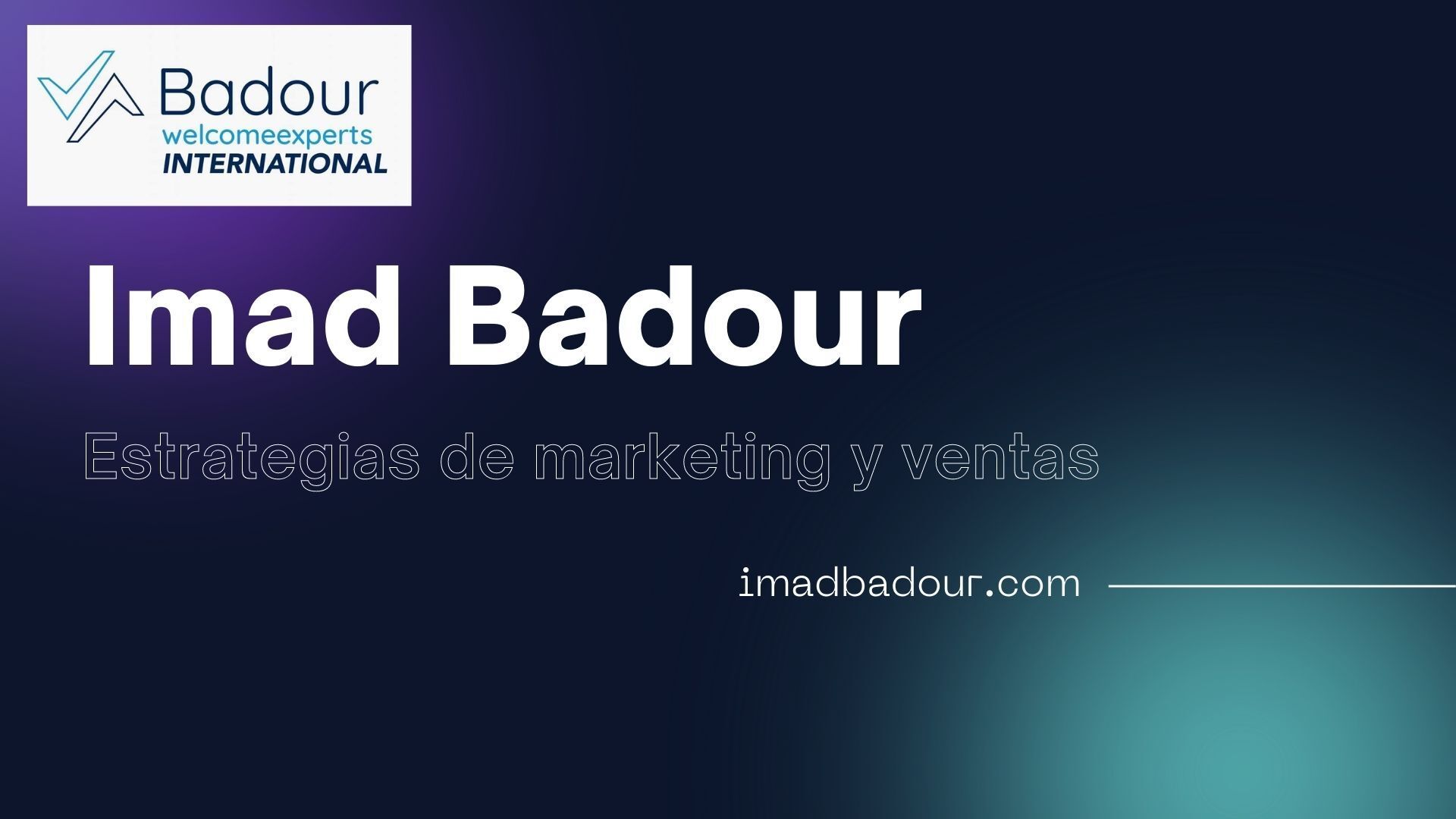 Imad Badour, Estrategias de Marketing y Ventas. España y Oriente Medio.Duabi, Riad, Doha, Abu Dabi. Madrid, Barcelona, Málaga, Granada.Apertura de nuevos Mercados. Exportaciones, Inversores, Inversiones.#oriente_medio #mundo_arabe #exportacion #estarategias #marketing #ventas #عماد_بدور #imad_badour Imad Badour, Estrategias de Marketing y Ventas. España y Oriente Medio.Duabi, Riad, Doha, Abu Dabi. Madrid, Barcelona, Málaga, Granada.Apertura de nuevos Mercados. Exportaciones, Inversores, Inversiones.#oriente_medio #mundo_arabe #exportacion #estarategias #marketing #ventas #عماد_بدور #imad_badour
