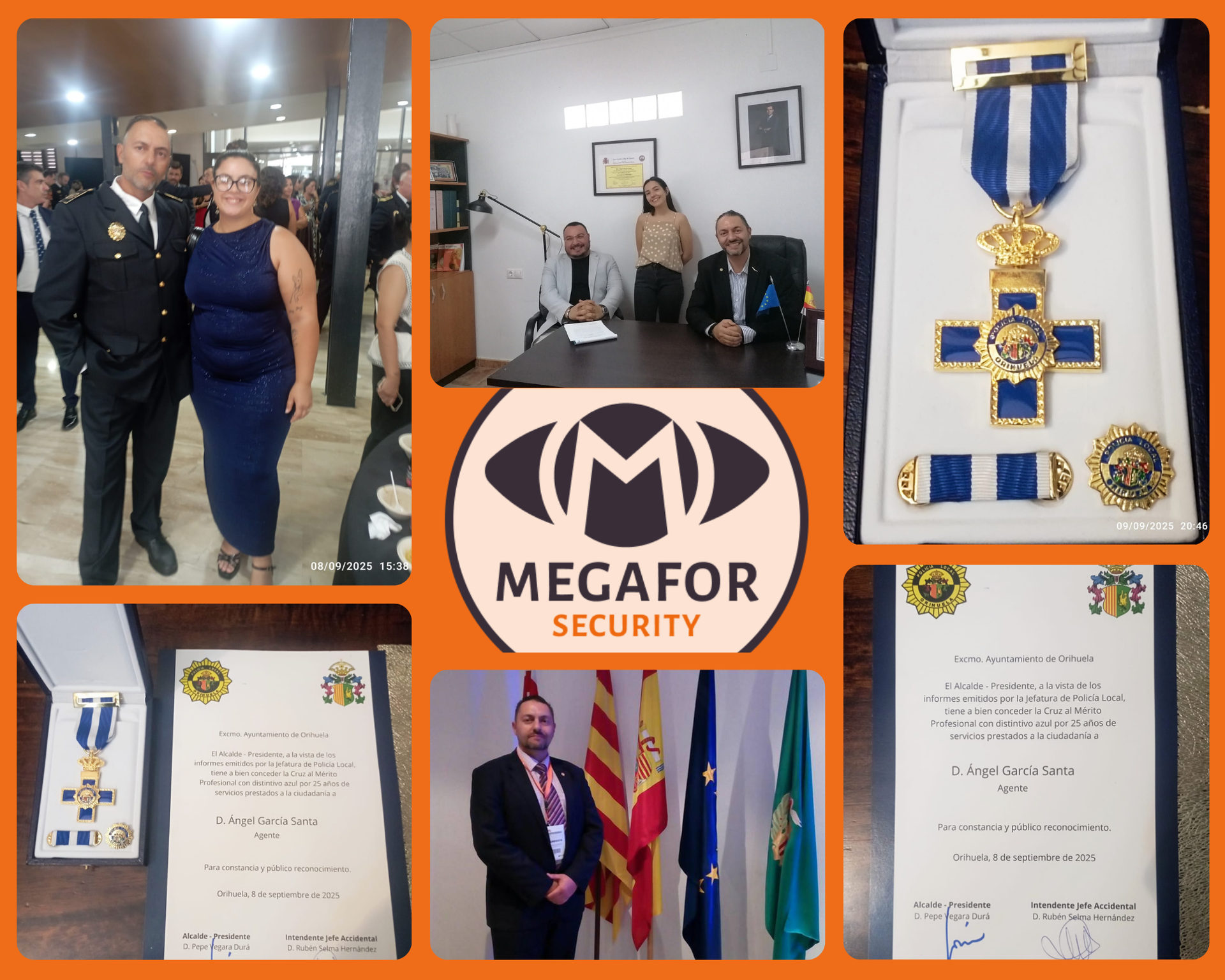 Desde MEGAFOR SECURITY, junto a nuestro Responsable Comercial del Norte, Imad Badour, queremos felicitar a nuestro fundador ÁNGEL GARCÍA SANTA, quien ha recibido la Cruz al Mérito Profesional con Distintivo Azul por sus 25 años de servicios ejemplares prestados a la ciudadanía. Un reconocimiento merecido que refleja su compromiso, entrega y pasión por la seguridad y el bienestar de todos. ¡Felicidades Ángel, este logro es también un orgullo para toda la familia Megafor! #MegaforSecurity #OrgulloMegafor #Reconocimiento #Seguridad #Excelencia Desde MEGAFOR SECURITY, junto a nuestro Responsable Comercial del Norte, Imad Badour, queremos felicitar a nuestro fundador ÁNGEL GARCÍA SANTA, quien ha recibido la Cruz al Mérito Profesional con Distintivo Azul por sus 25 años de servicios ejemplares prestados a la ciudadanía.
Un reconocimiento merecido que refleja su compromiso, entrega y pasión por la seguridad y el bienestar de todos.
¡Felicidades Ángel, este logro es también un orgullo para toda la familia Megafor!
#MegaforSecurity #OrgulloMegafor #Reconocimiento #Seguridad #Excelencia