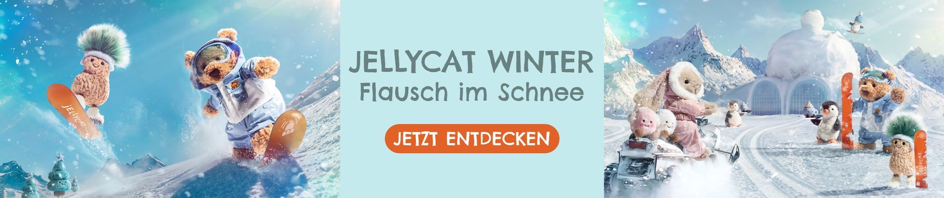 Jellycat Winter: Flausch im Schnee! Winterliche Kuscheltiere von Jellycat für Weihnachten für Stofftier Fans und Sammler.