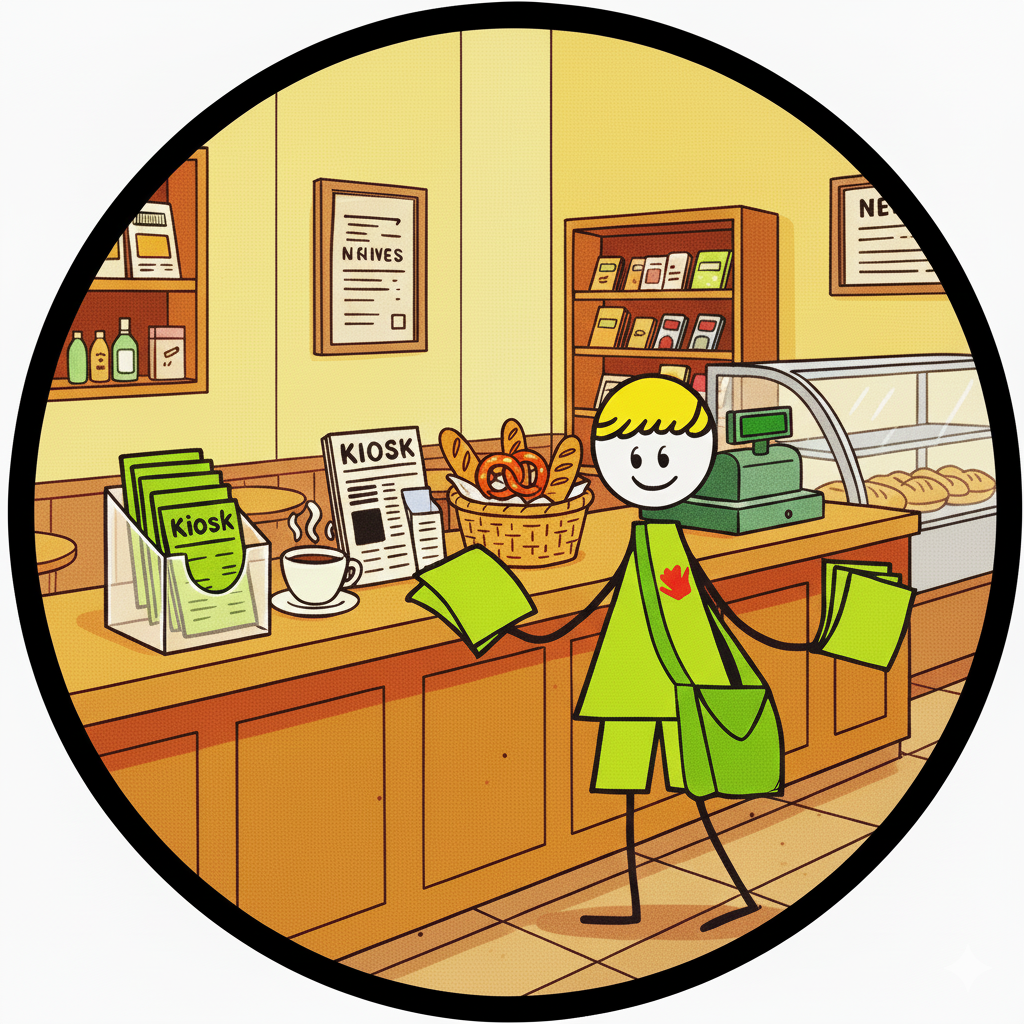 Auslagenverteilung von Flyern in Cafe`s, Bar, Bäckerei, Apotheke, Kiosk und vieles mehr