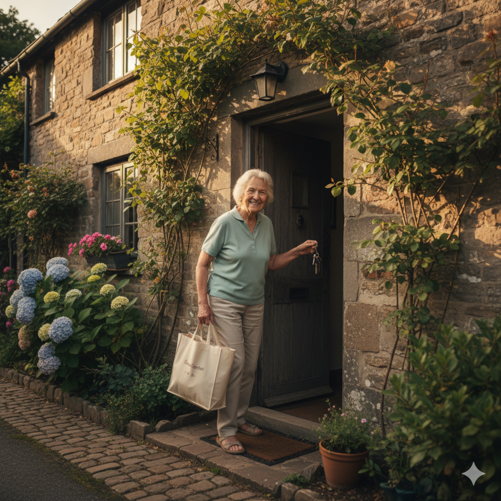 cuidadora con persona mayor feliz