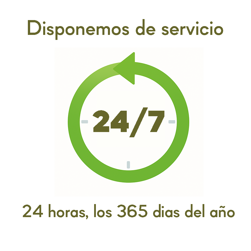 Disponemos de servicio las 24 horas, los 365 días del año.