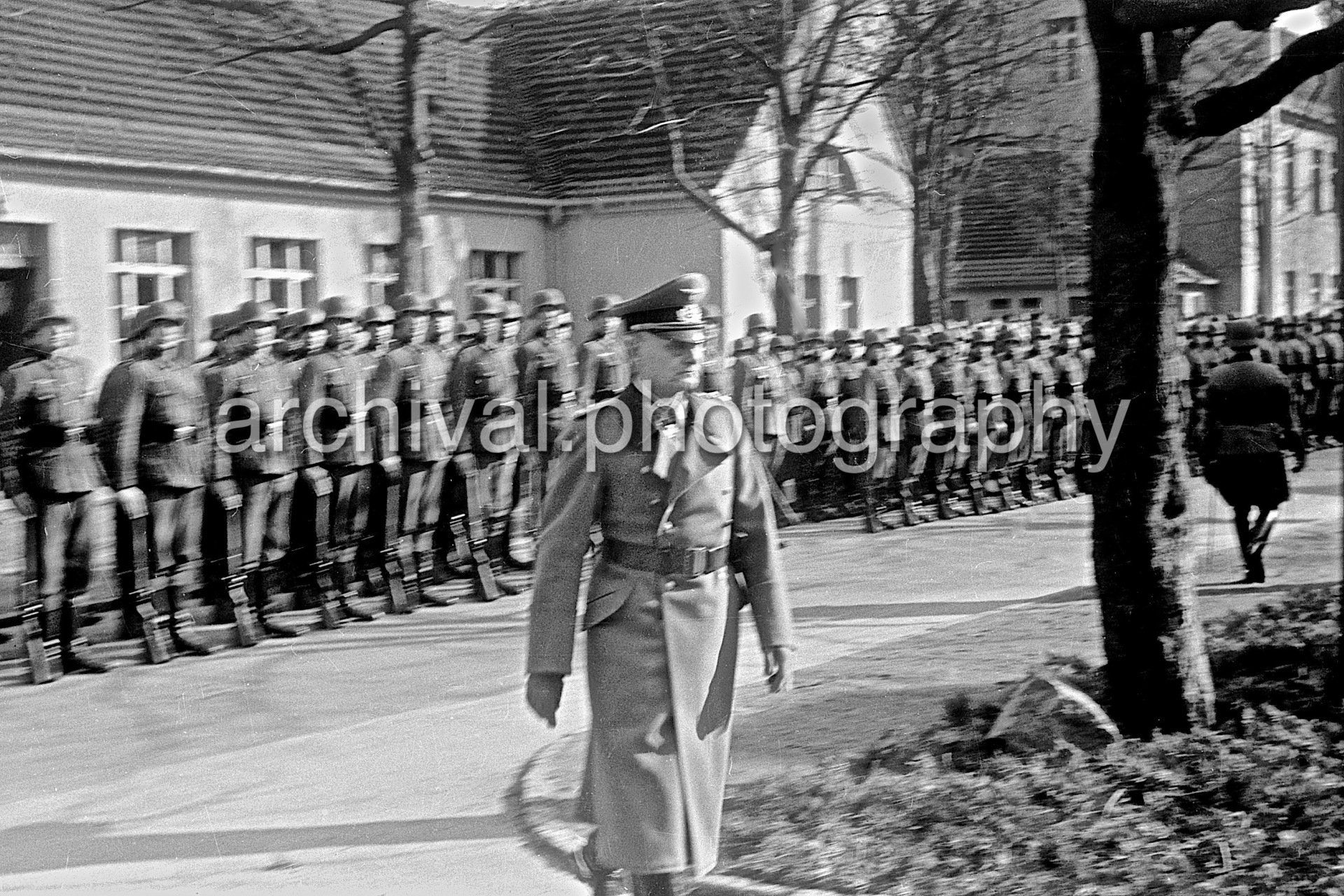 Senior officer walking past Honor Guard Soldiers - Nazi Funeral of Highly Decorated 1st Panzer Division Officer