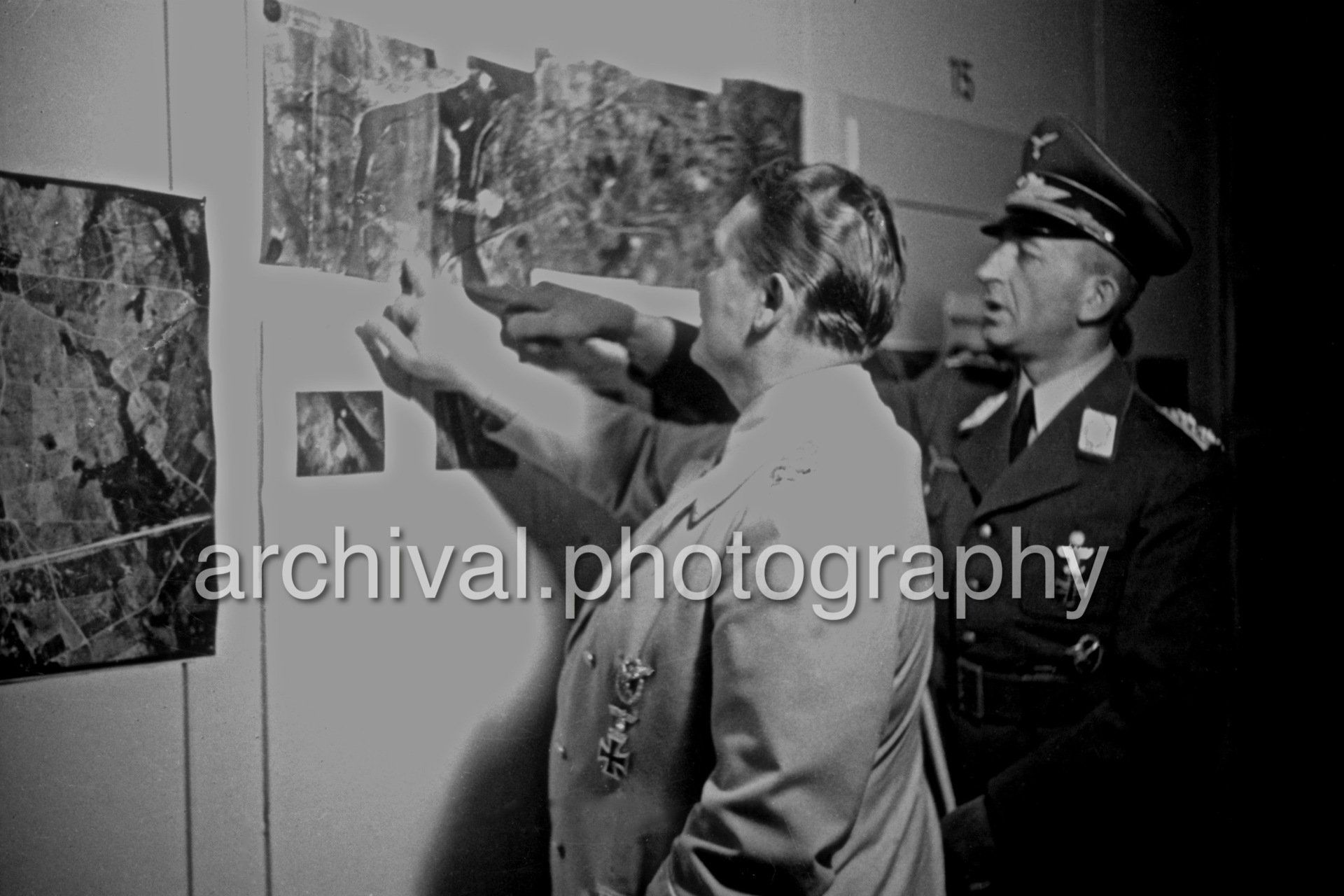 Nazi Luftwaffe Field Marshal Hermann Goering attending an aerial bomb damage briefing at the 'Wolfsschanze' headquarters at Rastenburg in East Prussia - Wolf's Lair
