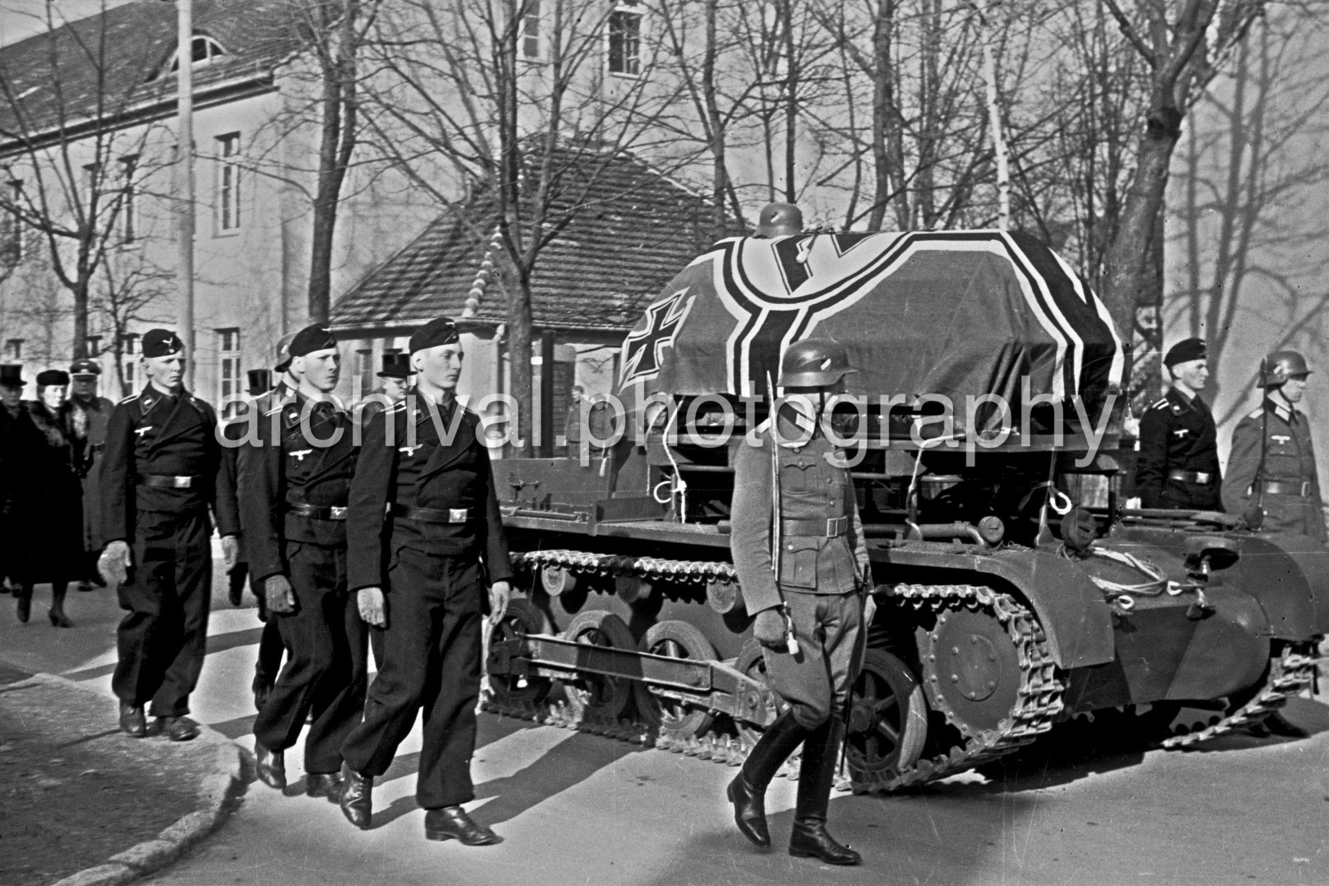 Honor Guard Soldiers marching - Nazi Funeral of Highly Decorated 1st Panzer Division Officer