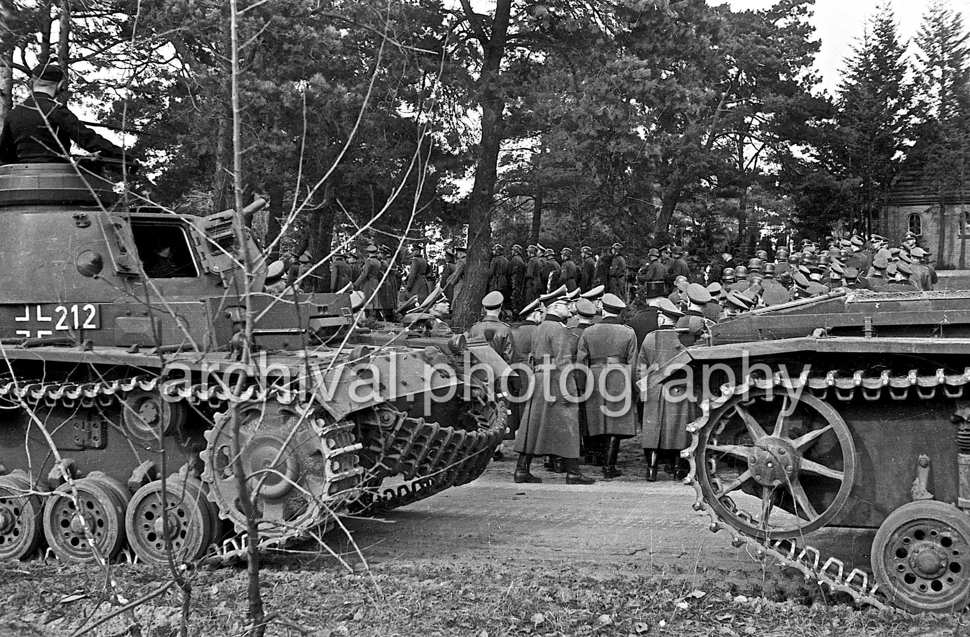 Nazi Generals, Soldiers and civilians gathering for interment - Nazi Funeral of Highly Decorated 1st Panzer Division Officer
