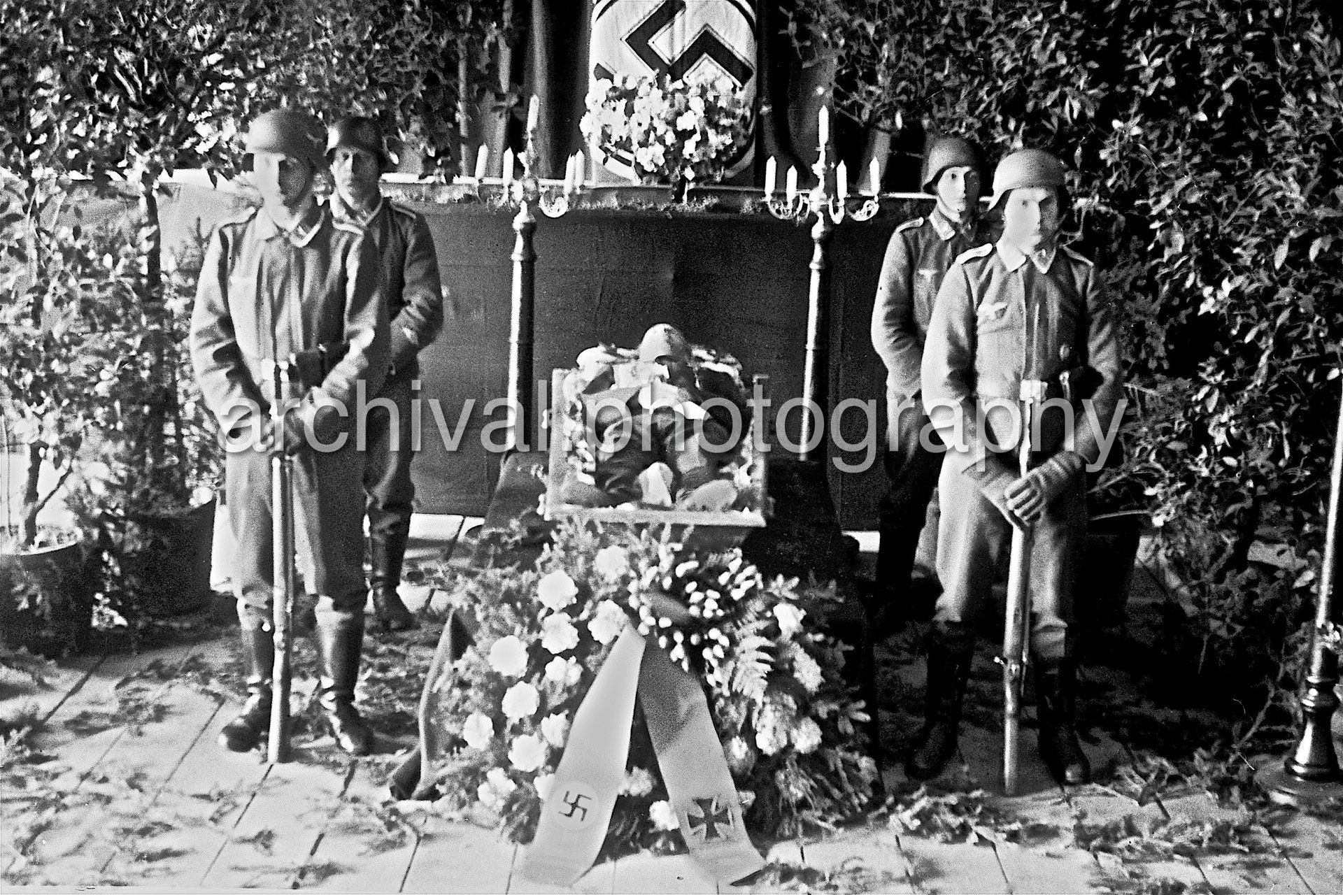 Decorative casket of Nazi General - Nazi Funeral of Highly Decorated 1st Panzer Division Officer