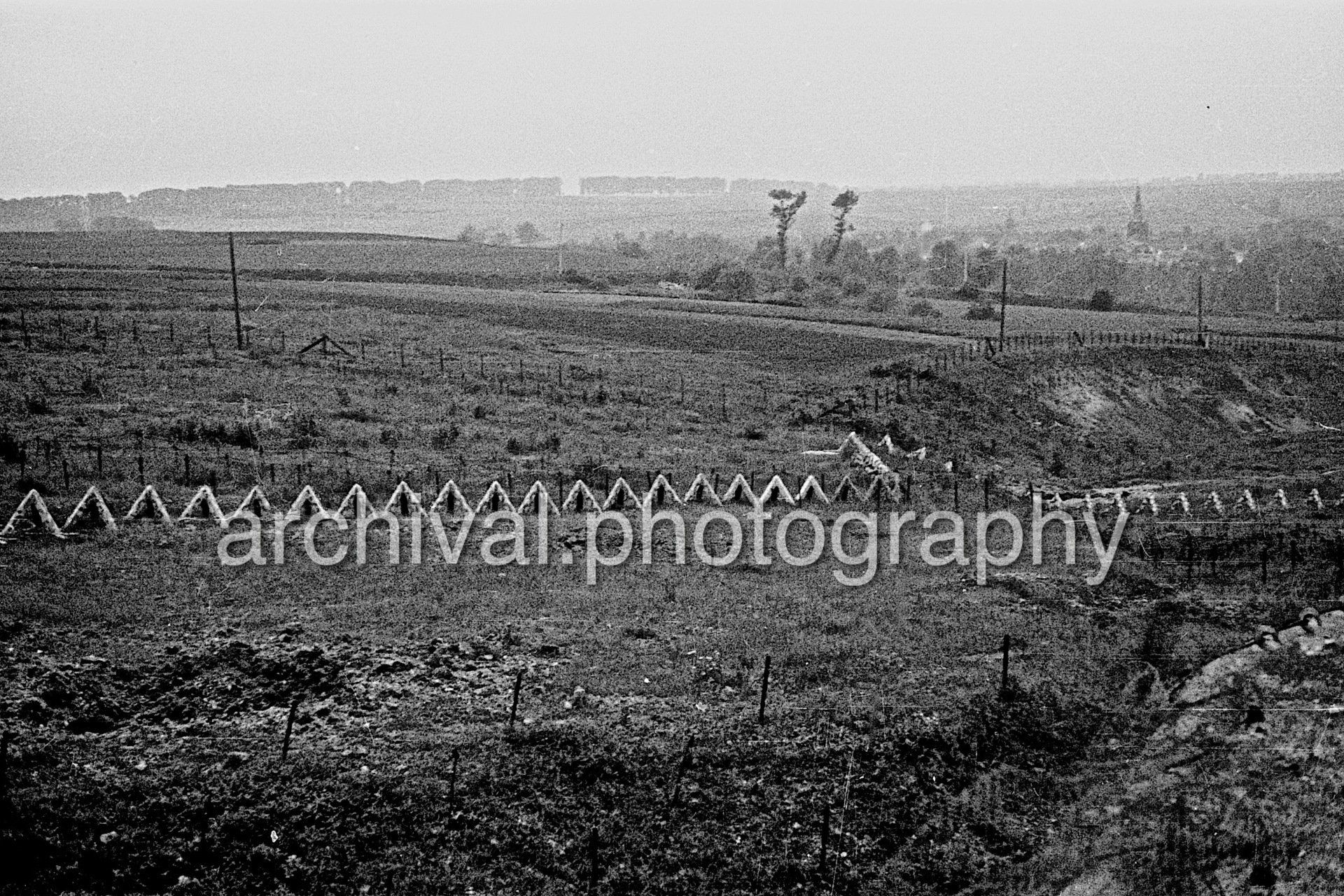 Landscape shot of field outside Fort Eben-Emael - Damaged Bunker - Belgian Fort Eben-Emael May 1940