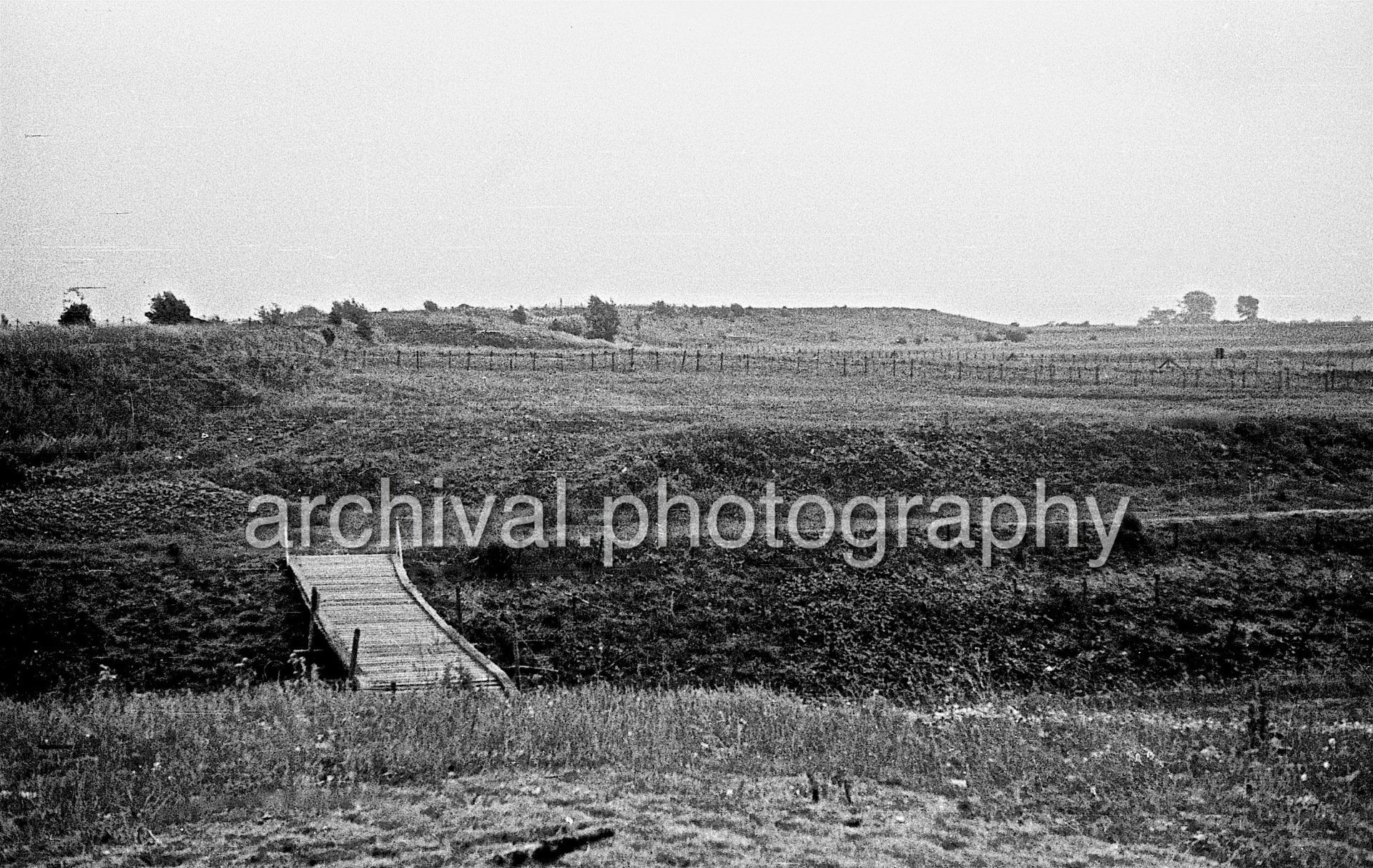 Wooden bridge in pasture - Battle of the Belgian Fort Eben-Emael, May, 1940 - Nazi Aftermath