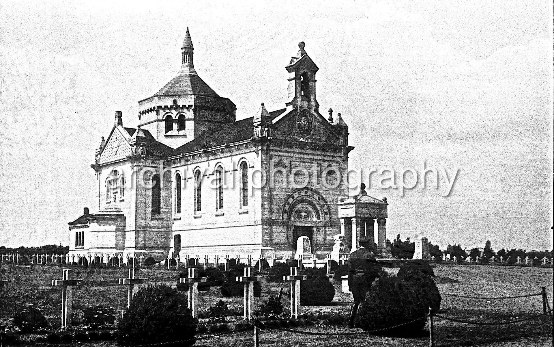Dunkirk Church surrounded by crosses - Nazi Dunkirk Aftermath Carnage