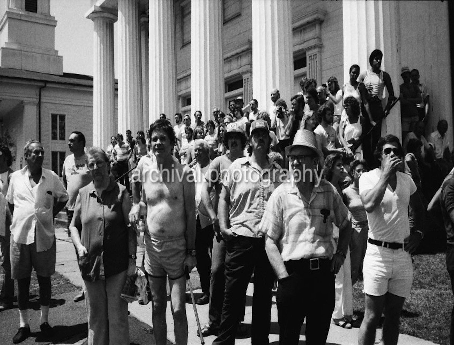 Group of racists outside courthouse