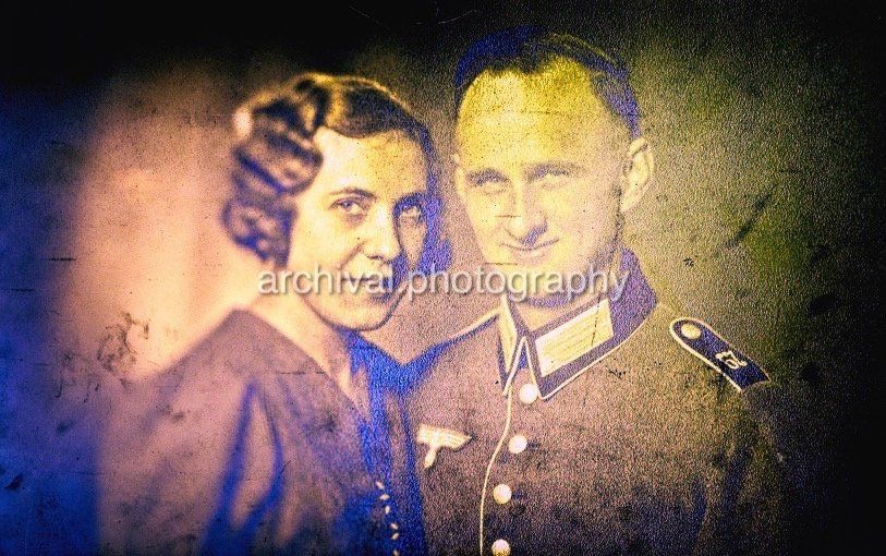 Portrait of NAZI soldier and wife - Candid WWII Photos Of GI's From All Sides