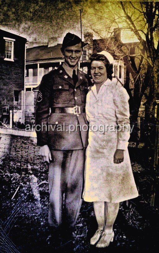 Candid WWII Photos Of GI's From All Sides - Portrait of soldier and nurse