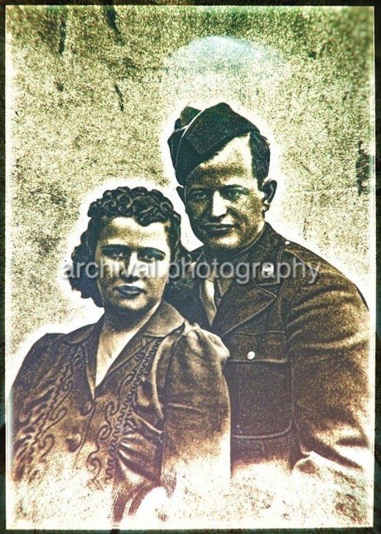 Candid WWII Photos Of GI's From All Sides - Portrait of US ARMY soldier and wife
