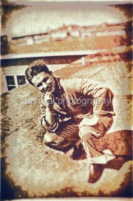 Candid WWII Photos Of GI's From All Sides - US ARMY Soldier POSING on roof of building