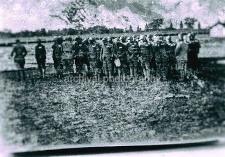 Candid WWII Photos Of GI's From All Sides - Large group of JAPANESE soldiers standing IN field
