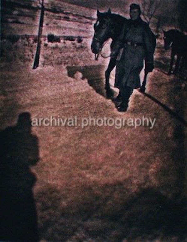 Candid WWII Photos Of GI's From All Sides - NAZI GERMAN SOLDIER walking with horse