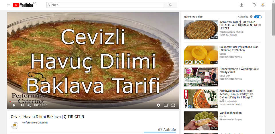 Das neue Youtube Video ist Online. Rezept-Video (deutsch-türkisch)