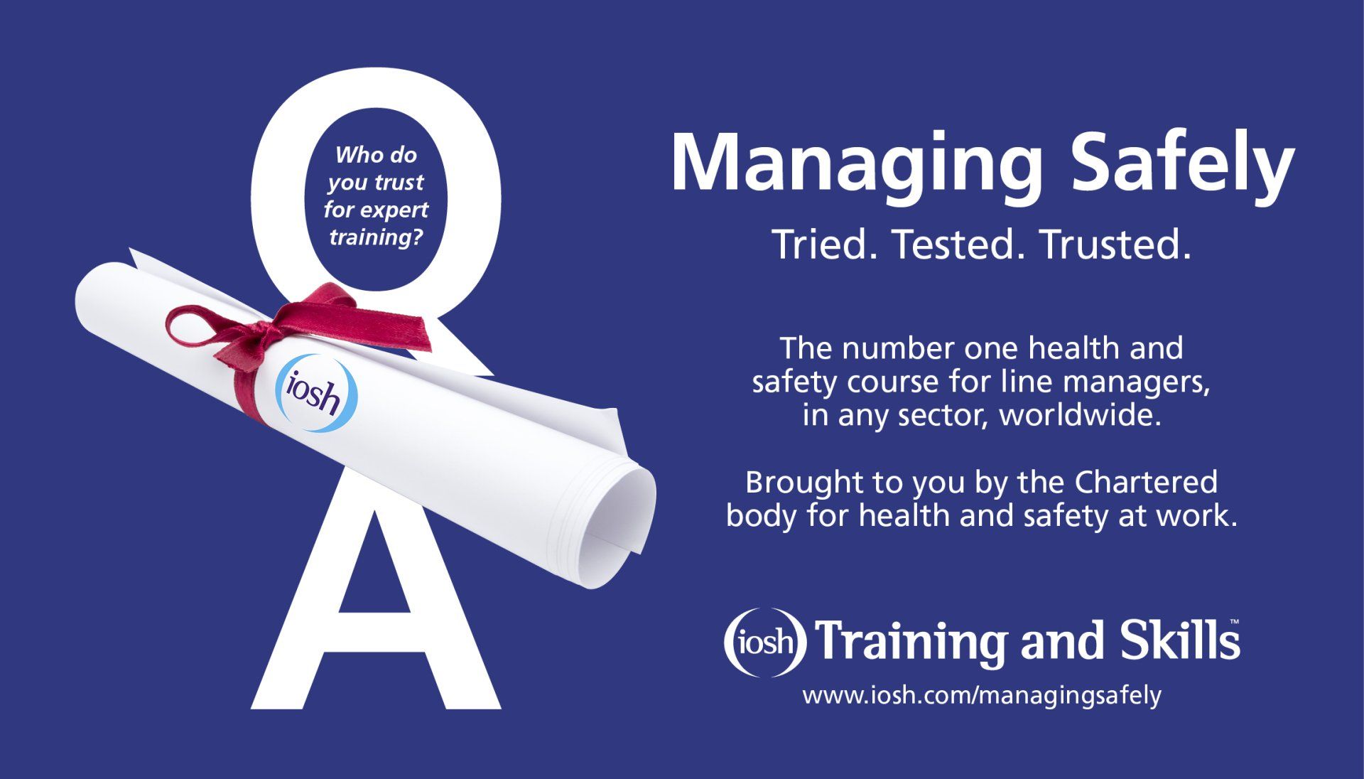 Managing Safely. Number one Health and Safety course for line managers in any sector, worldwide.