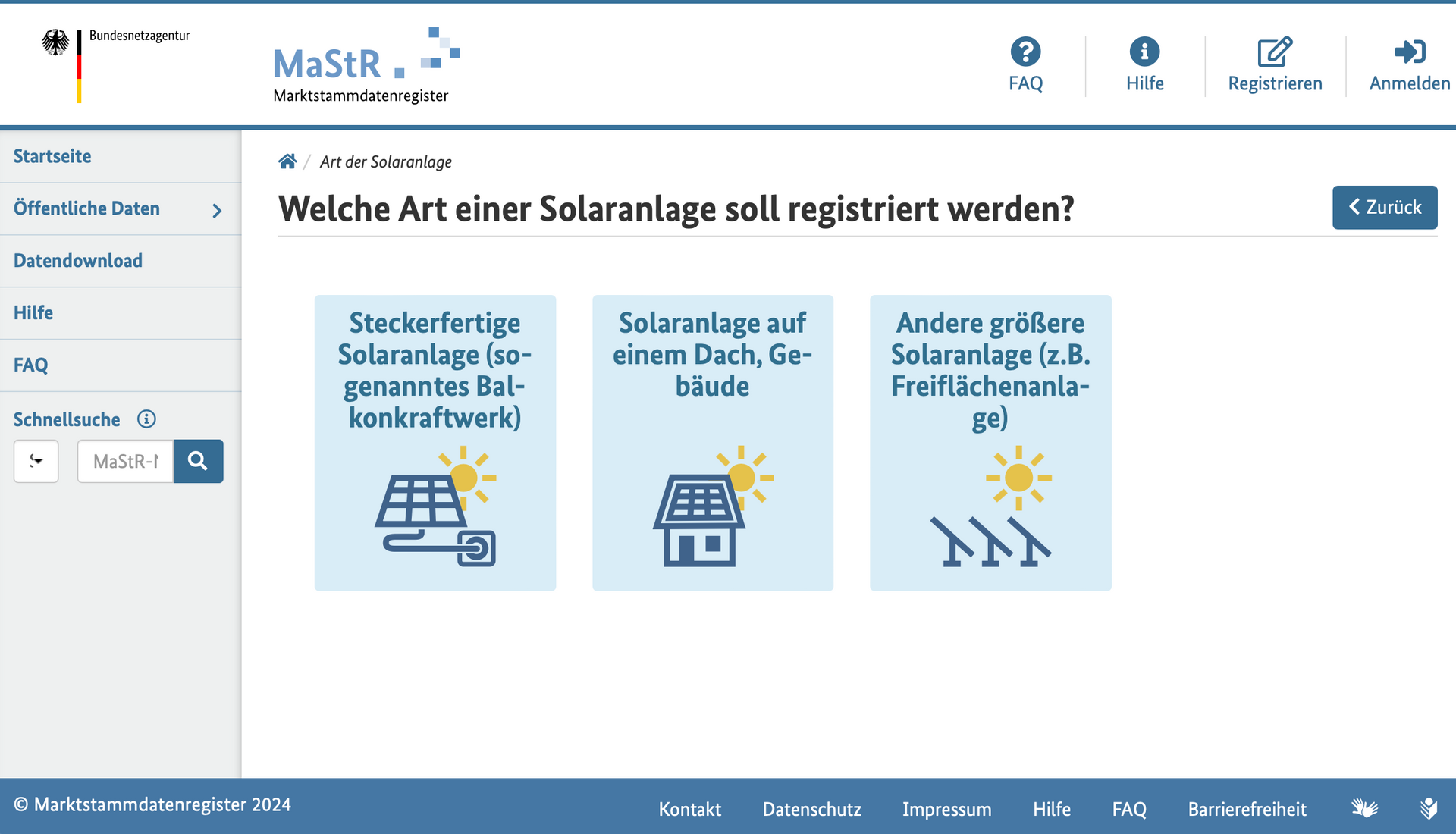 Bild/Screenshot aus der Website des Marktstammdatenregister