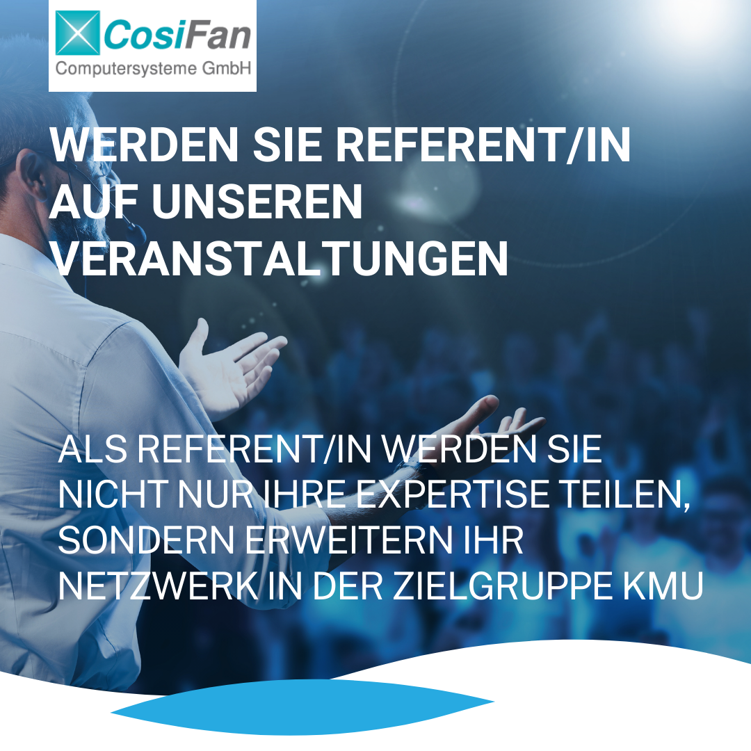 Werden Sie Referent/in auf unserer Veranstaltung - Als Referent/in werden Sie nicht nur Ihre Expertise teilen, sondern erweitern Ihr Netzwerk in der Zielgruppe KMU