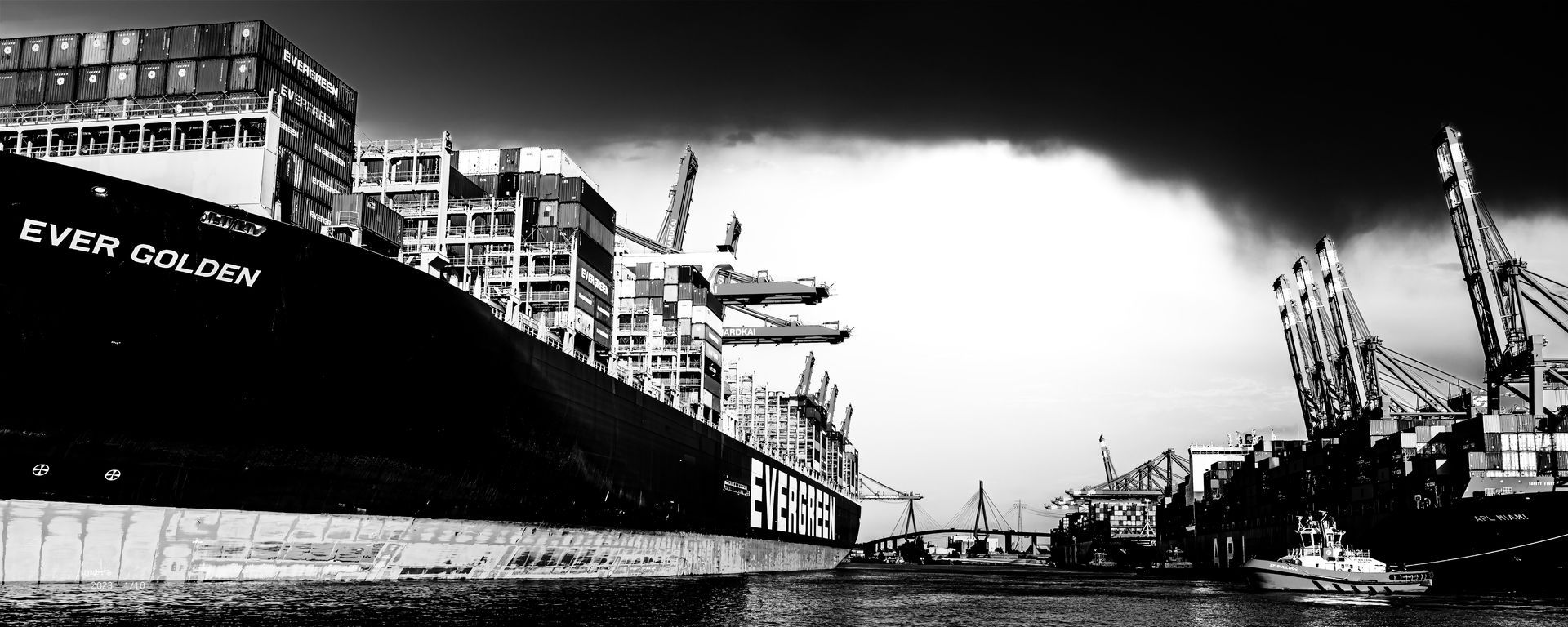 Ever Golden, eine Fotografie von Thomas Hartstang, suedereiche.art, Hamburger Hafen, Containerschiff, Container, Shop