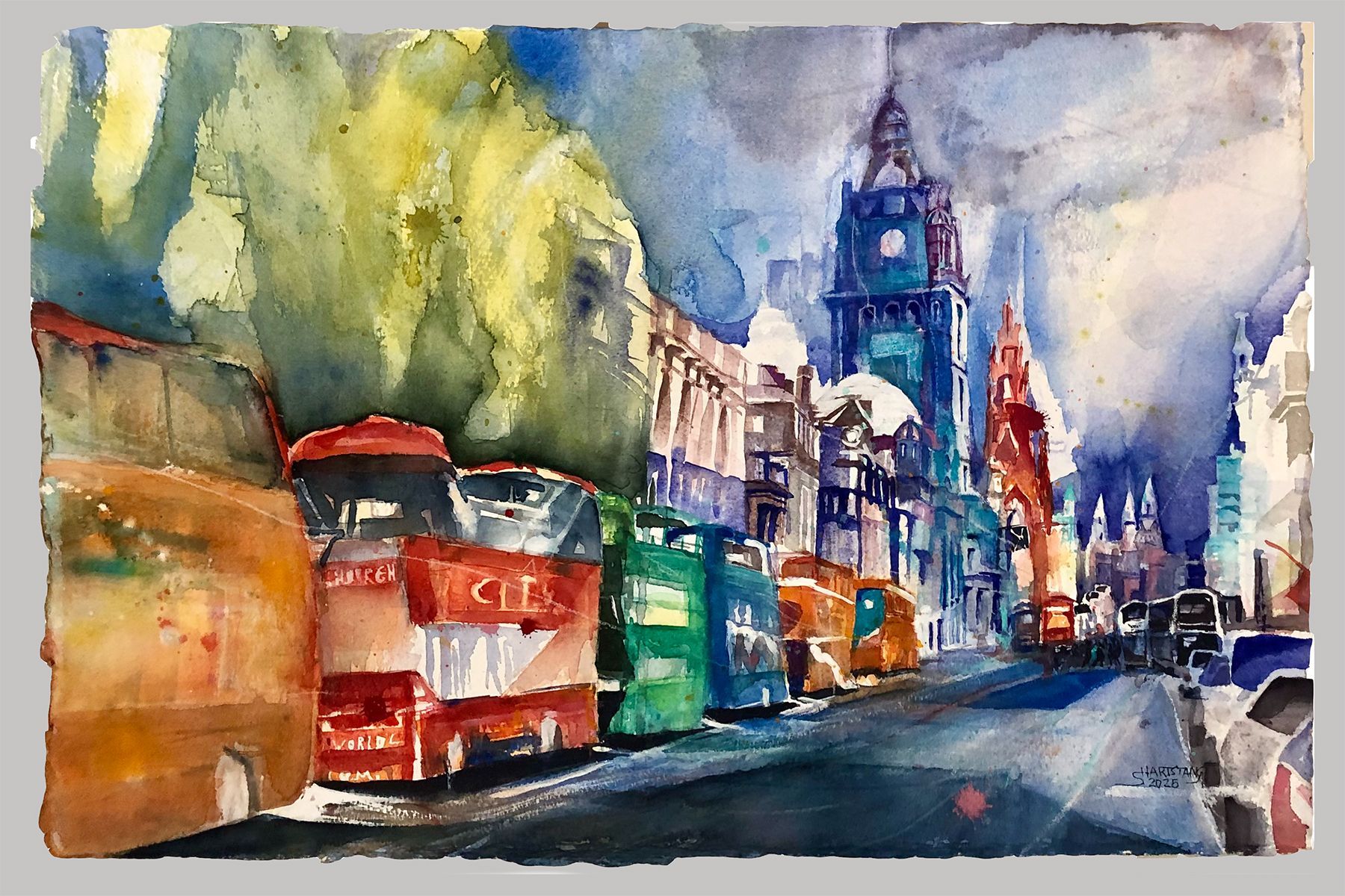 Edinborough Schottland, ein Aquarell von Stephanie Hartstang, Südereiche.Art