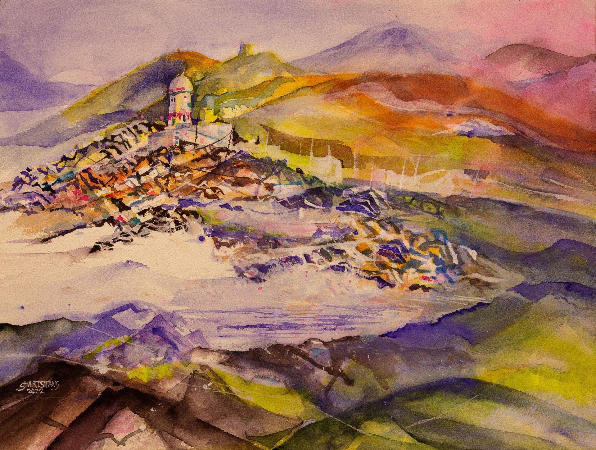Aquarell Stephanie Hartstang Irland Leuchtturm Valentia Island