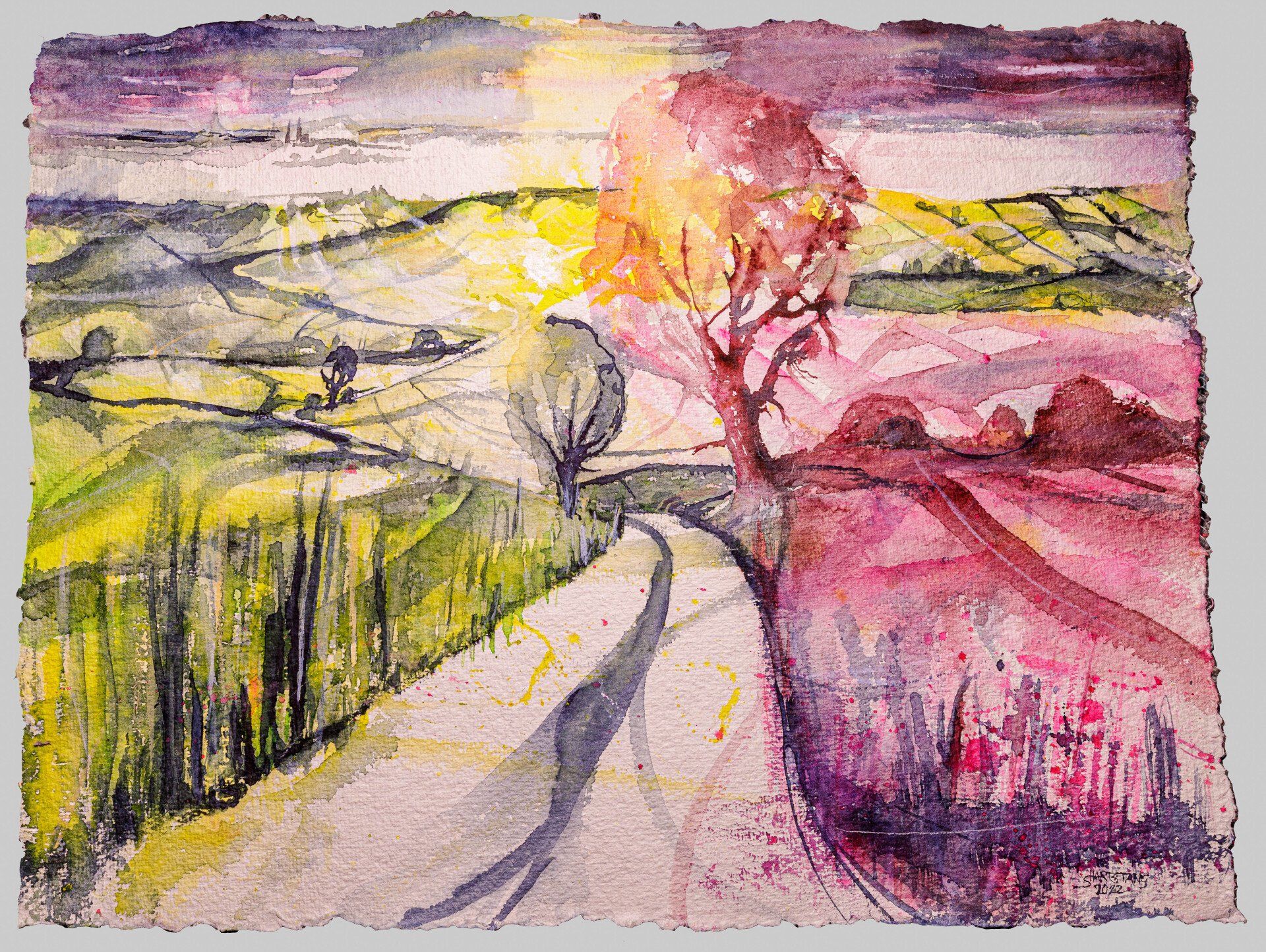 Aquarell Raps an der Schlei, Region Angeln, Ostsee, von Stephanie Hartstang, Atelier Südereiche