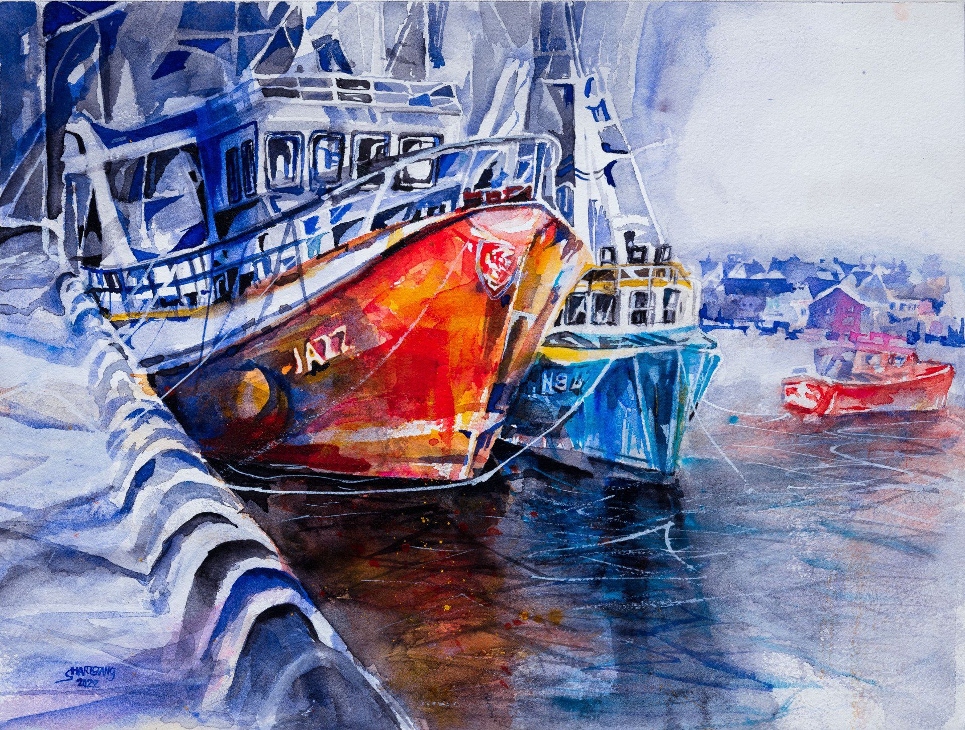 Aquarell Stephanie Hartstang Irland Hafen Dingle