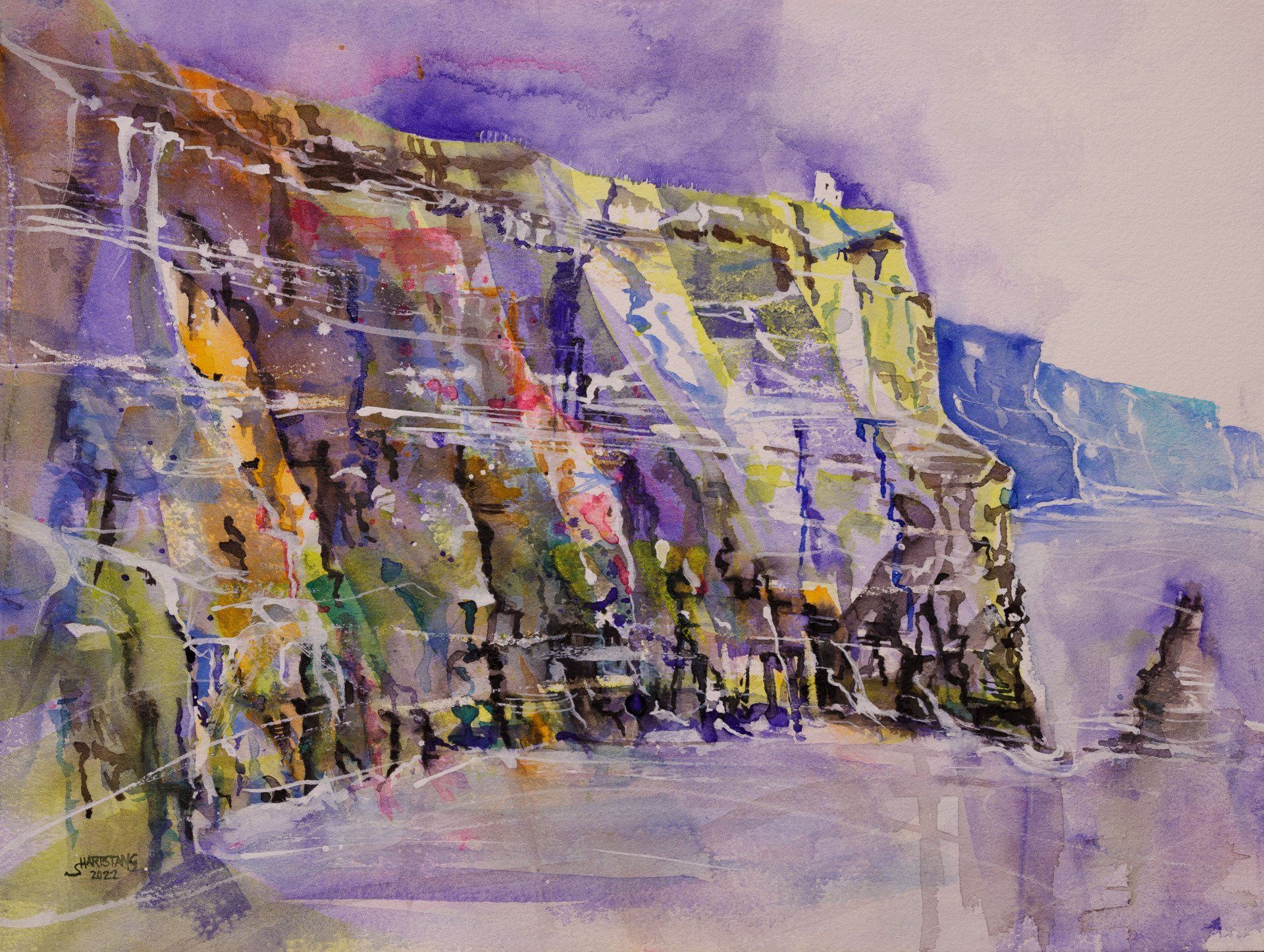 Cliffs of Moher, ein Aquarell von Stephanie Hartstang, Südereiche.Art, Irland, Valencia Island, Irland