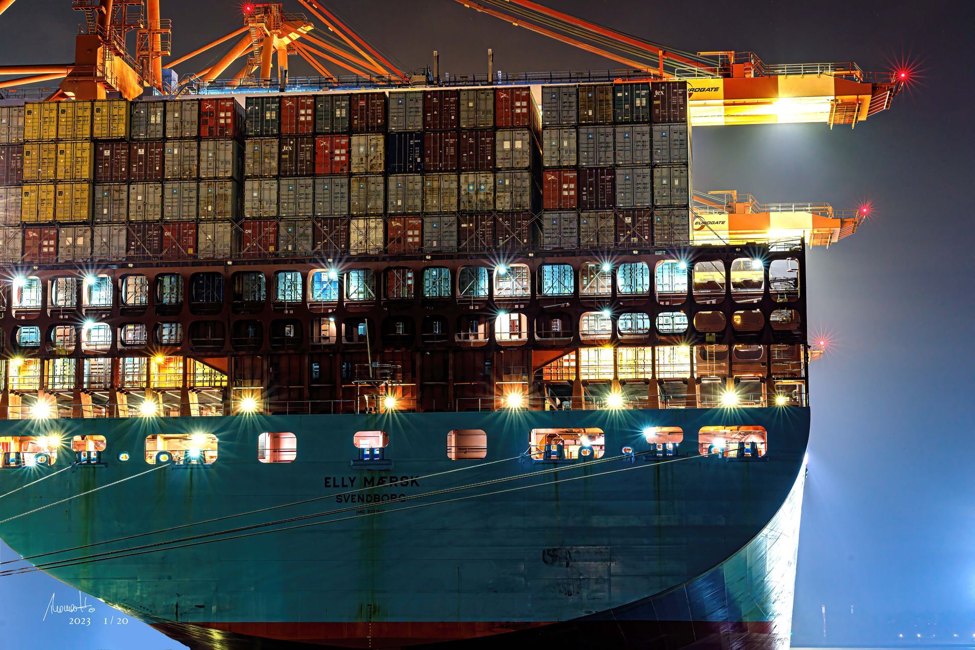 Elly Maersk, Container Schiff, Eurogate, Hafen Hamburg, Fotografie von Thomas Hartstang, Atelier Südereiche