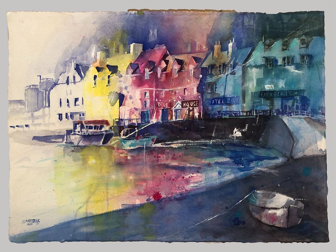 Portree Isle of Skye Schottland, ein Aquarell von Stephanie Hartstang, Südereiche.Art