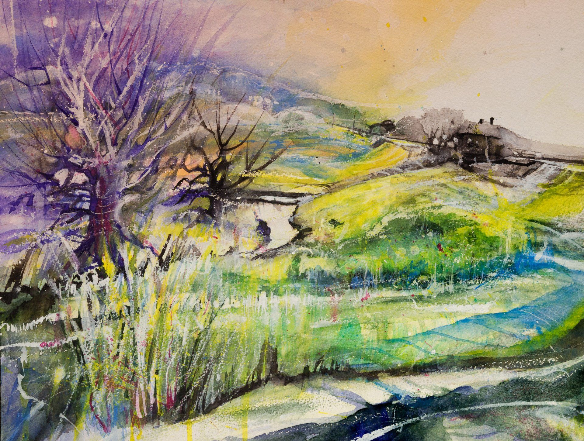 Aquarell Schlei Seebek Maasholm, Ostsee, von Stephanie Hartstang, Atelier Südereiche