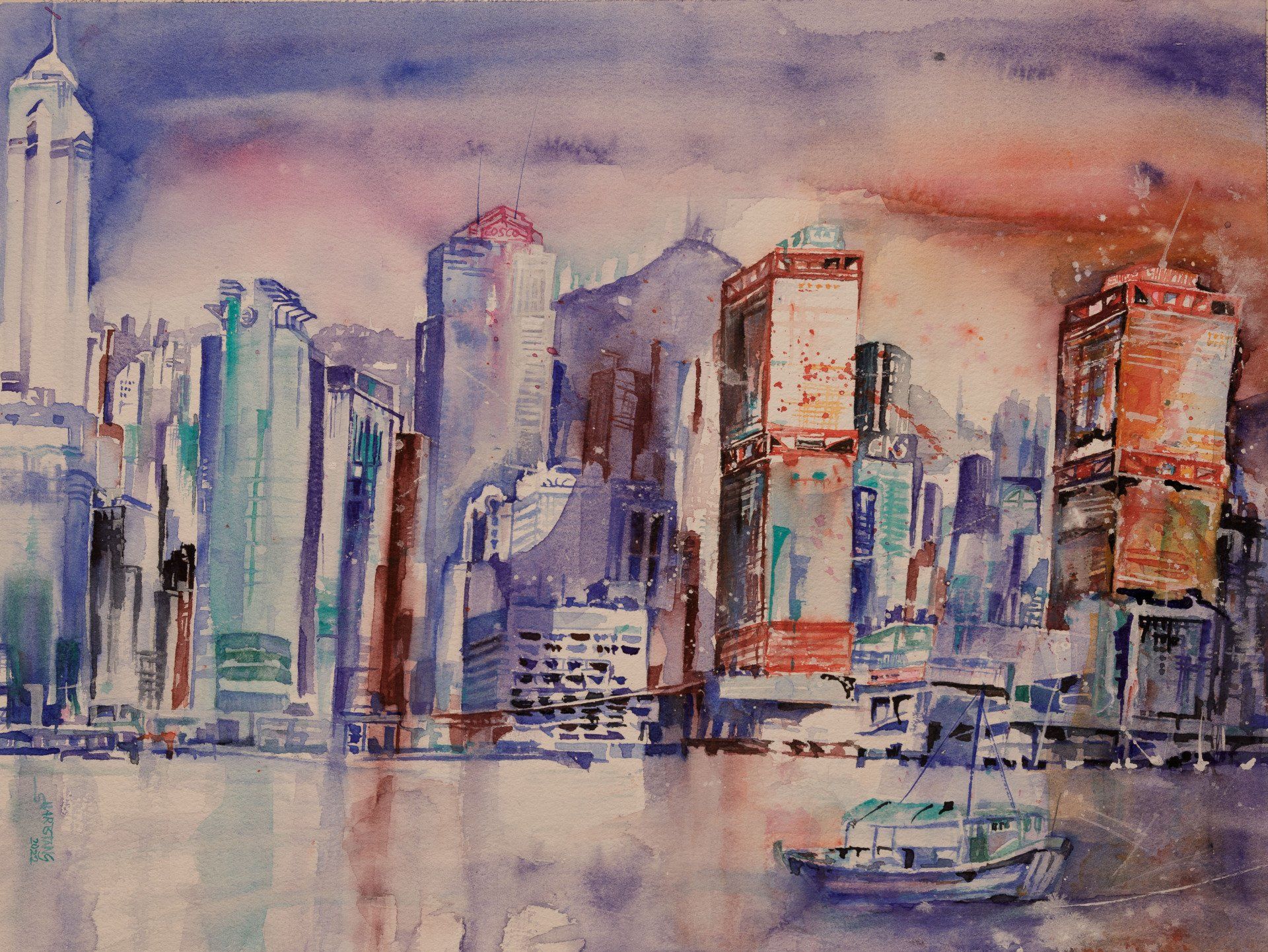Aquarell Stephanie Hartstang Hongkong Shun Tak Centre