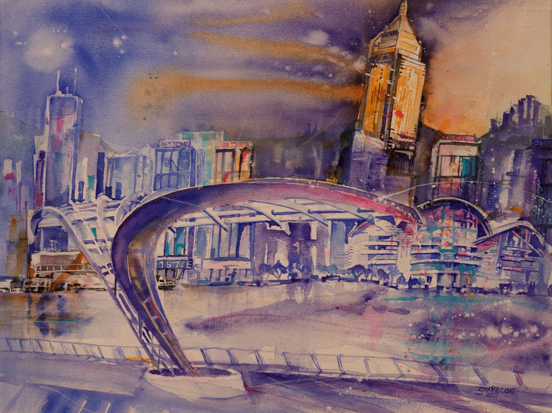 Aquarell Stephanie Hartstang Hongkong Avenue of Stars