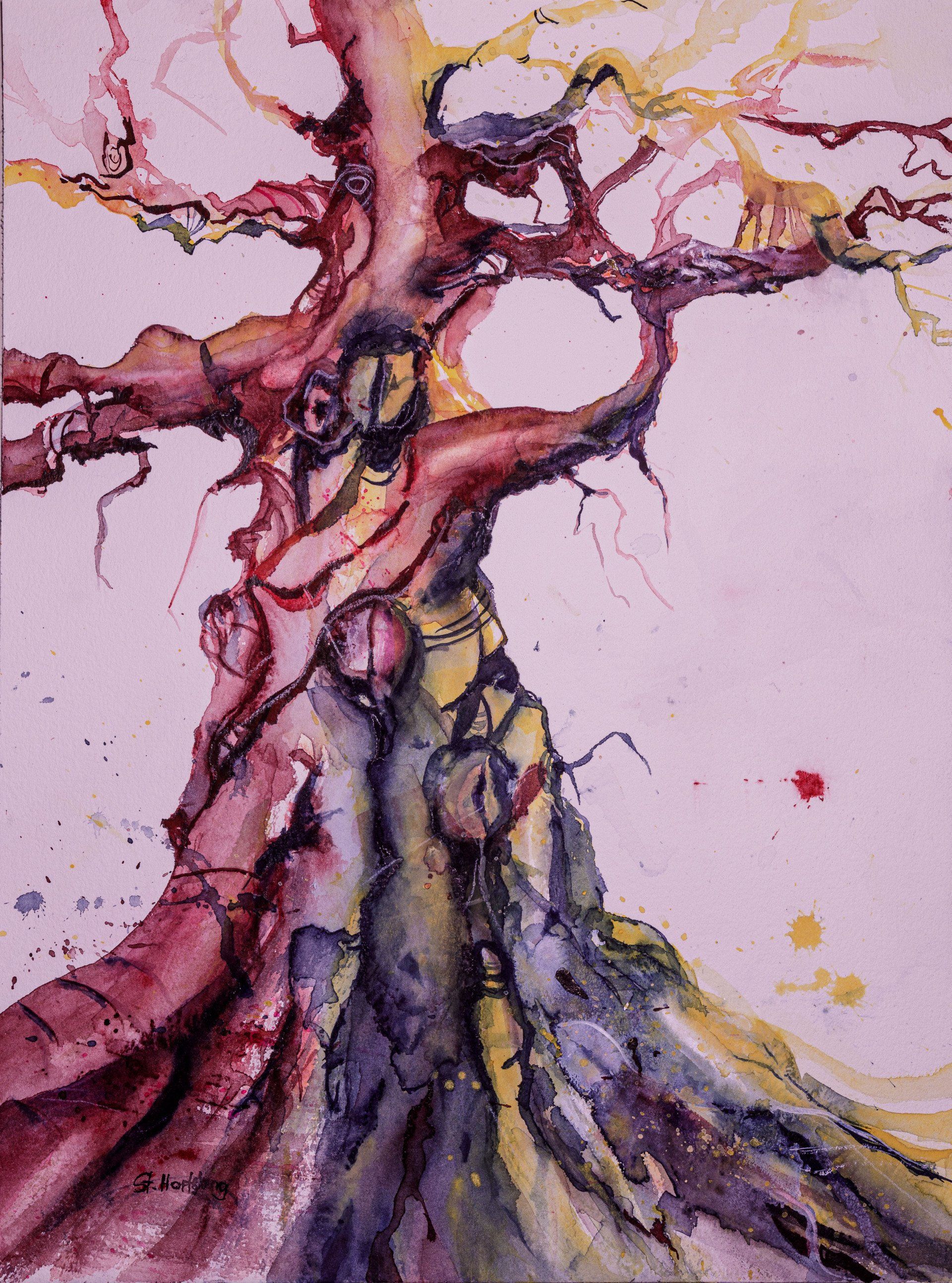 Eiche bei Priesholz, Baum, ein Aquarell von Stephanie Hartstang, Atelier Südereiche