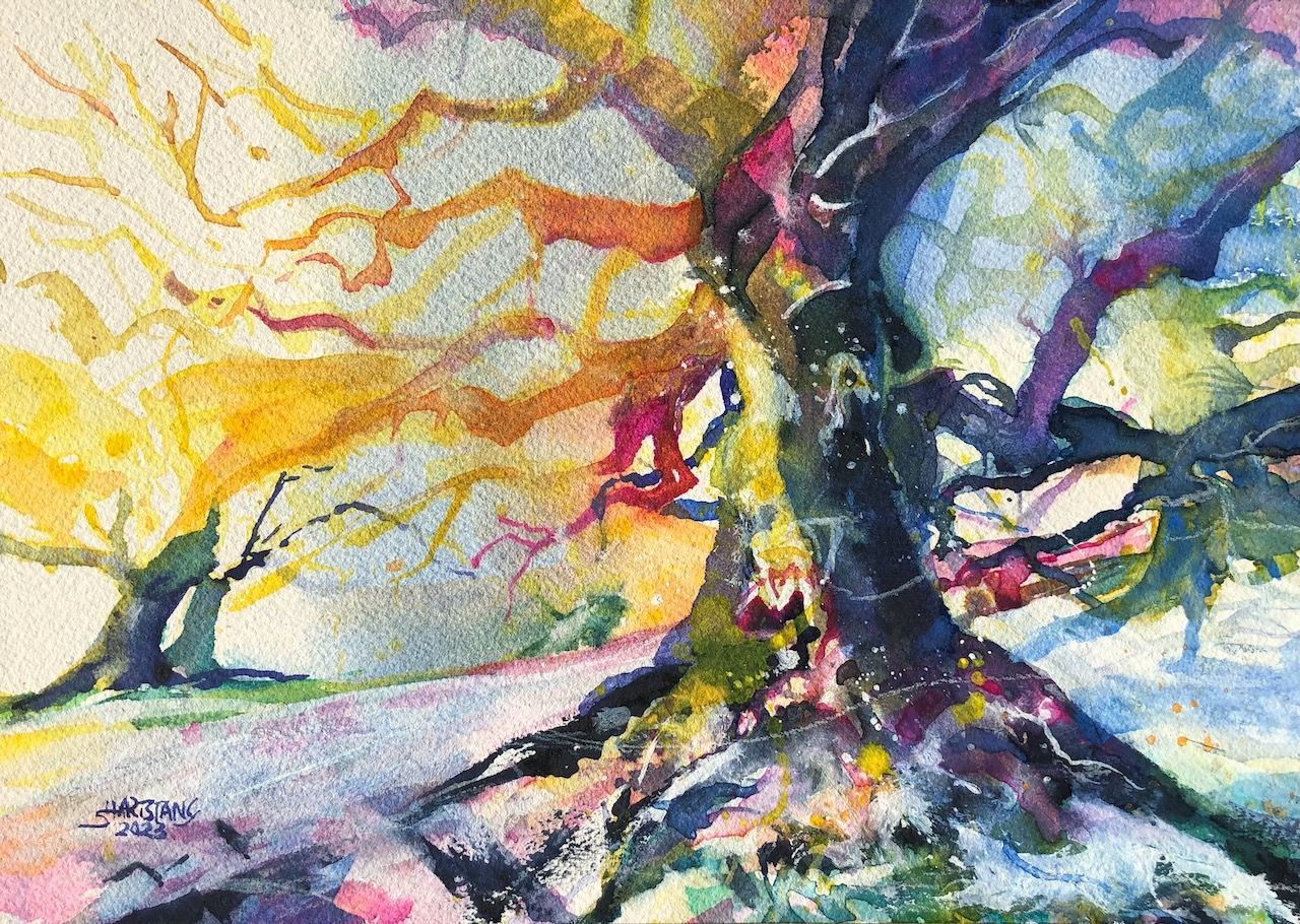 Zeder, Baum, ein Aquarell von Stephanie Hartstang, Atelier Südereiche