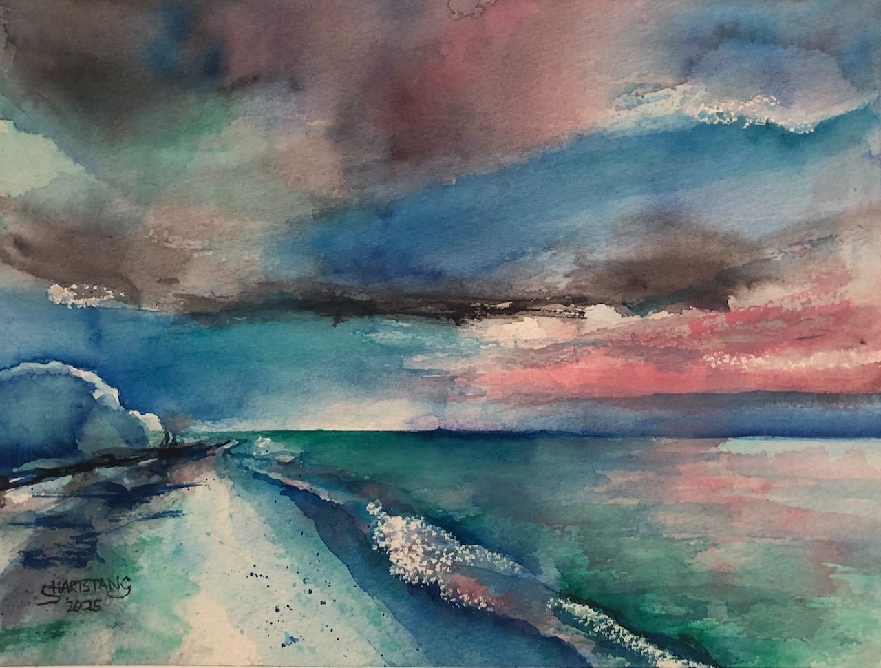 Aquarell Schloss Glücksburg, Ostsee, Angeln, von Stephanie Hartstang, Atelier Südereiche