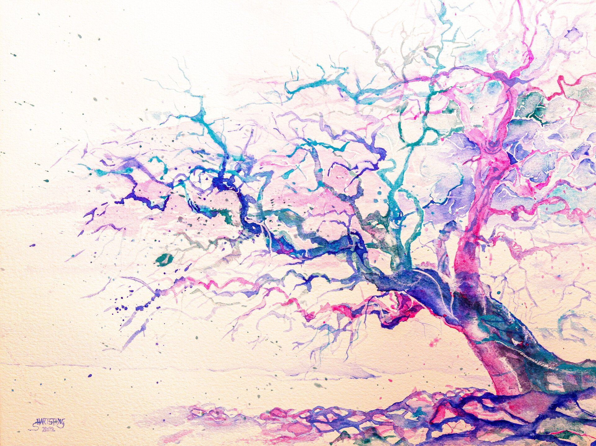 Winterbaum Ohrfeldhaff, Aquarell von Stephanie Hartstang, verkauft Winterbaum Ohrfeldhaff, Ostsee, Ostküste, ein Aquarell von Stephanie Hartstang, Atelier Südereiche