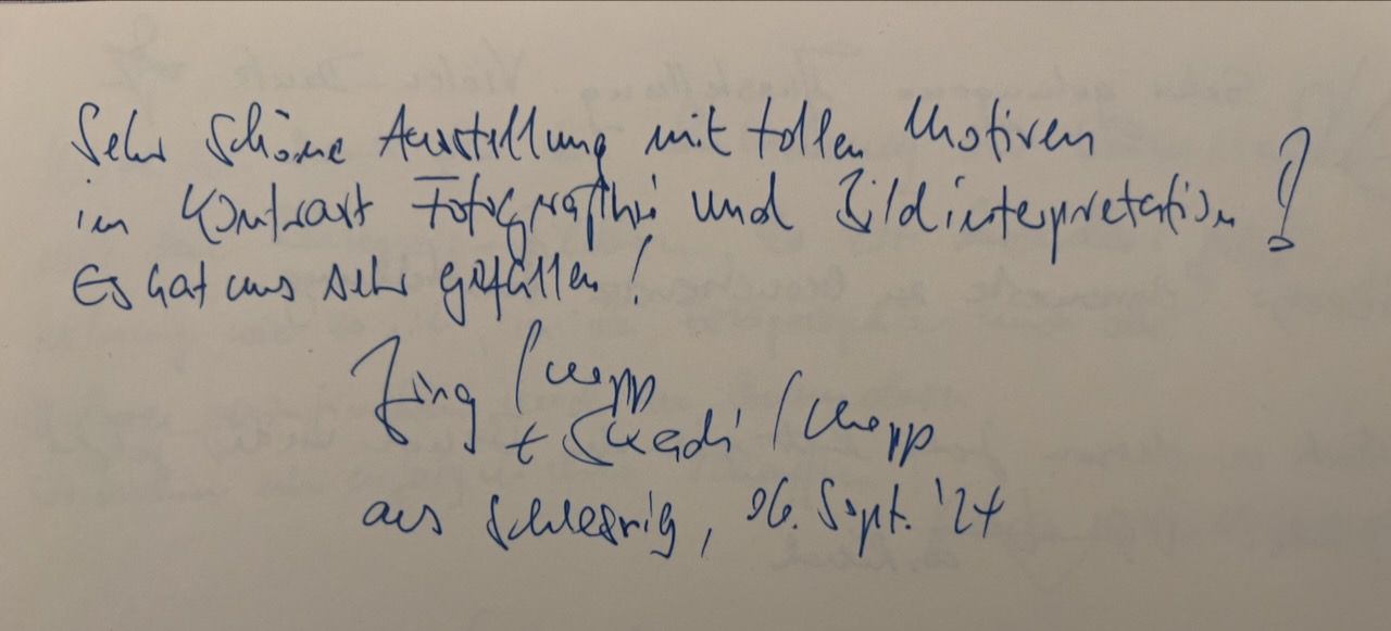 Kundenaussage zur Ausstellung Schleswig - gemalt und fotografiert von Stephanie Hartstang und Thomas Hartstang, Suedereiche.Art